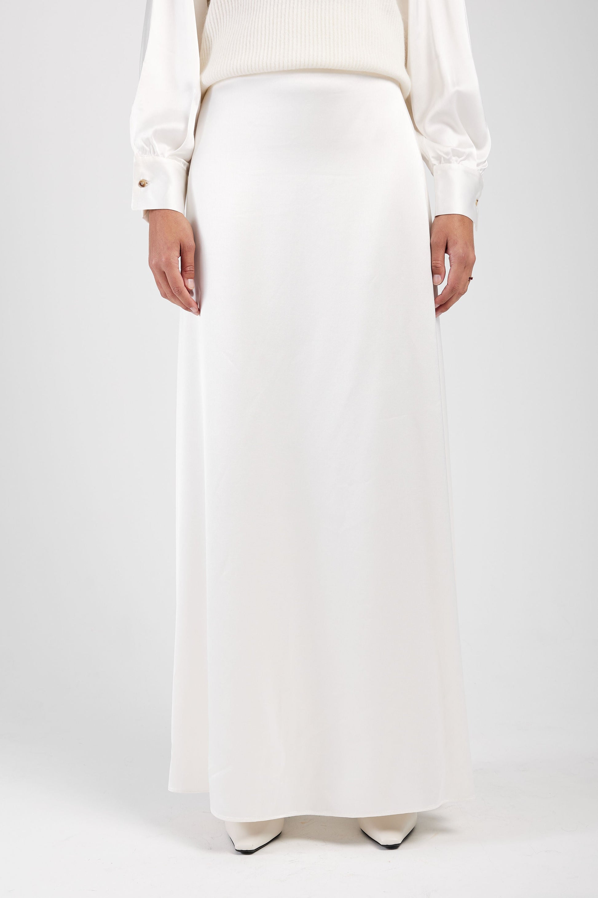 FABIANA FILIPPI Long Satin Skirt in Raffia
