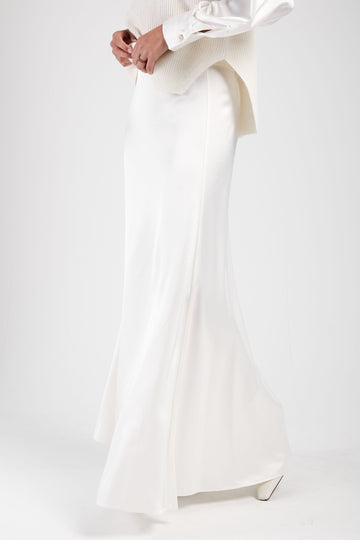 FABIANA FILIPPI Long Satin Skirt in Raffia