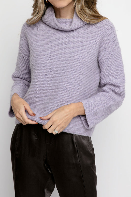 FABIANA FILIPPI Seed Stitch Cowl Neck Sweater in Lavender