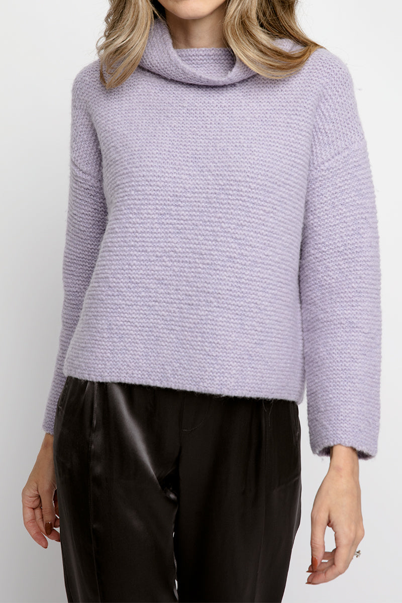 FABIANA FILIPPI Seed Stitch Cowl Neck Sweater in Lavender