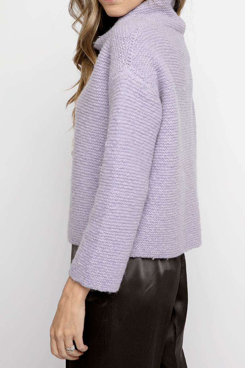 FABIANA FILIPPI Seed Stitch Cowl Neck Sweater in Lavender