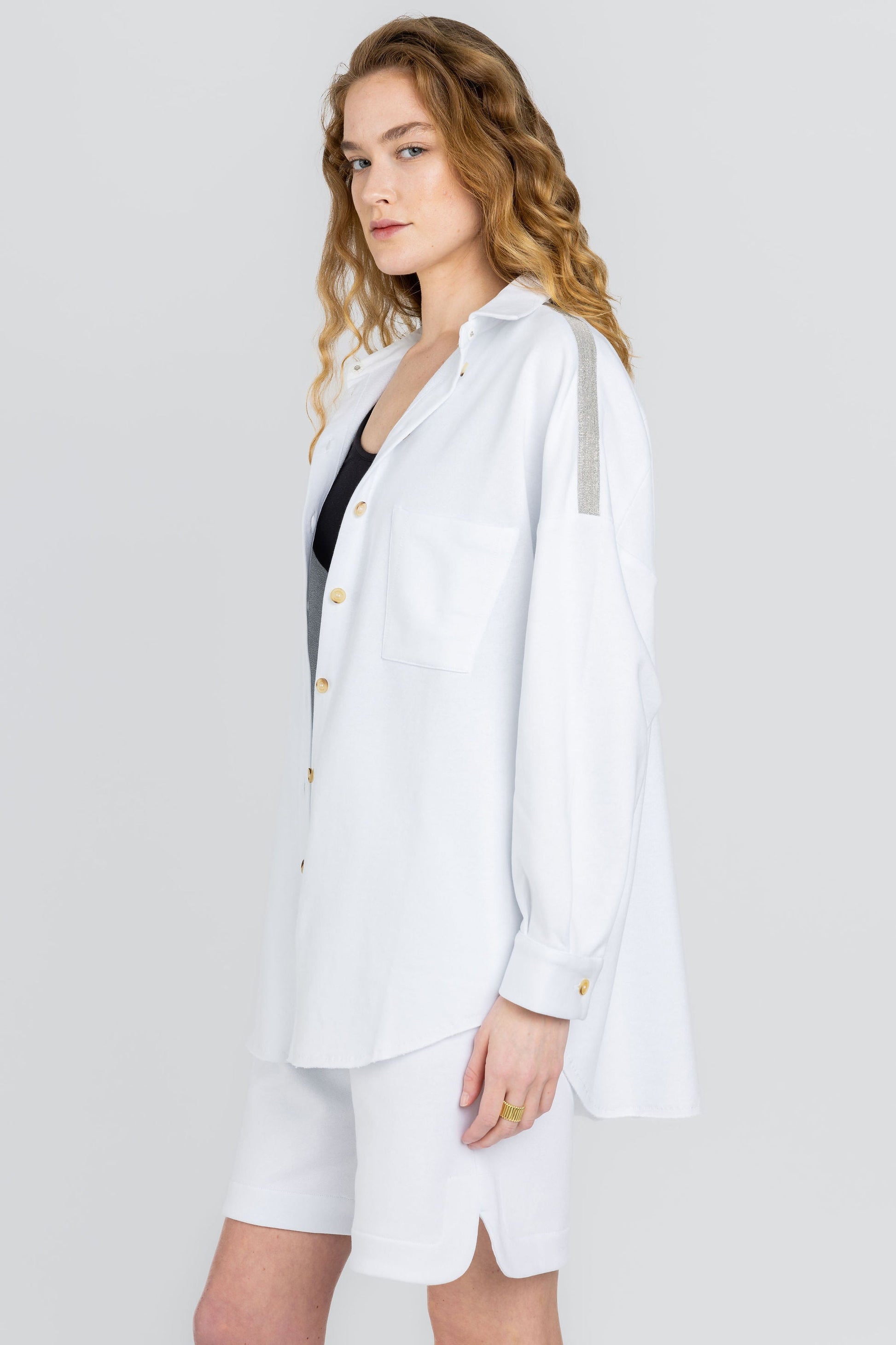 FABIANA FILIPPI Shirt-Style Sweatshirt in Bianco