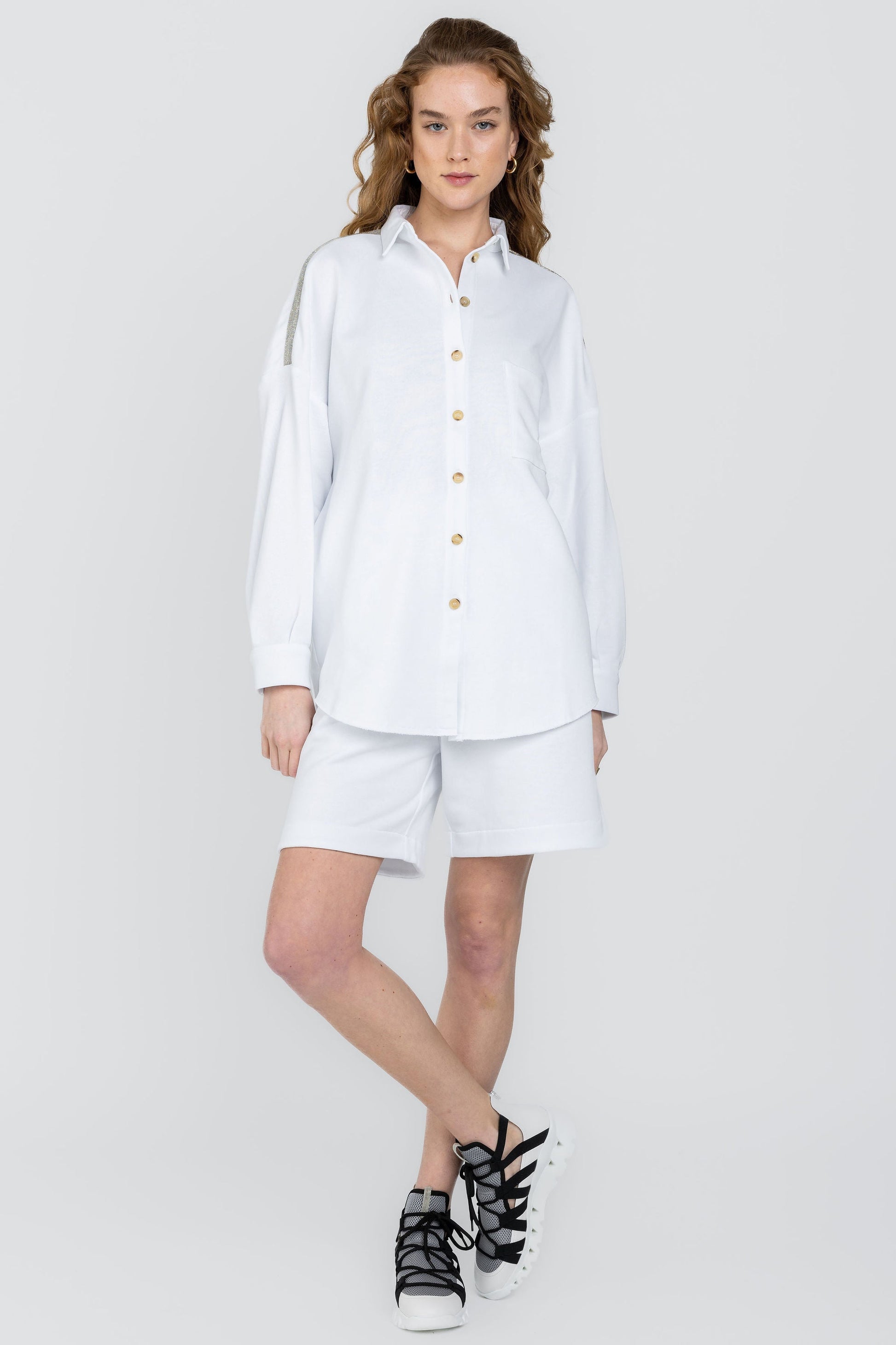 FABIANA FILIPPI Shirt-Style Sweatshirt in Bianco