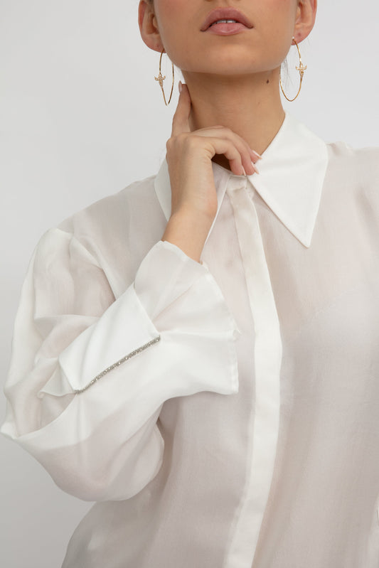 FABIANA FILIPPI Silk Gauze Shirt in Raffia