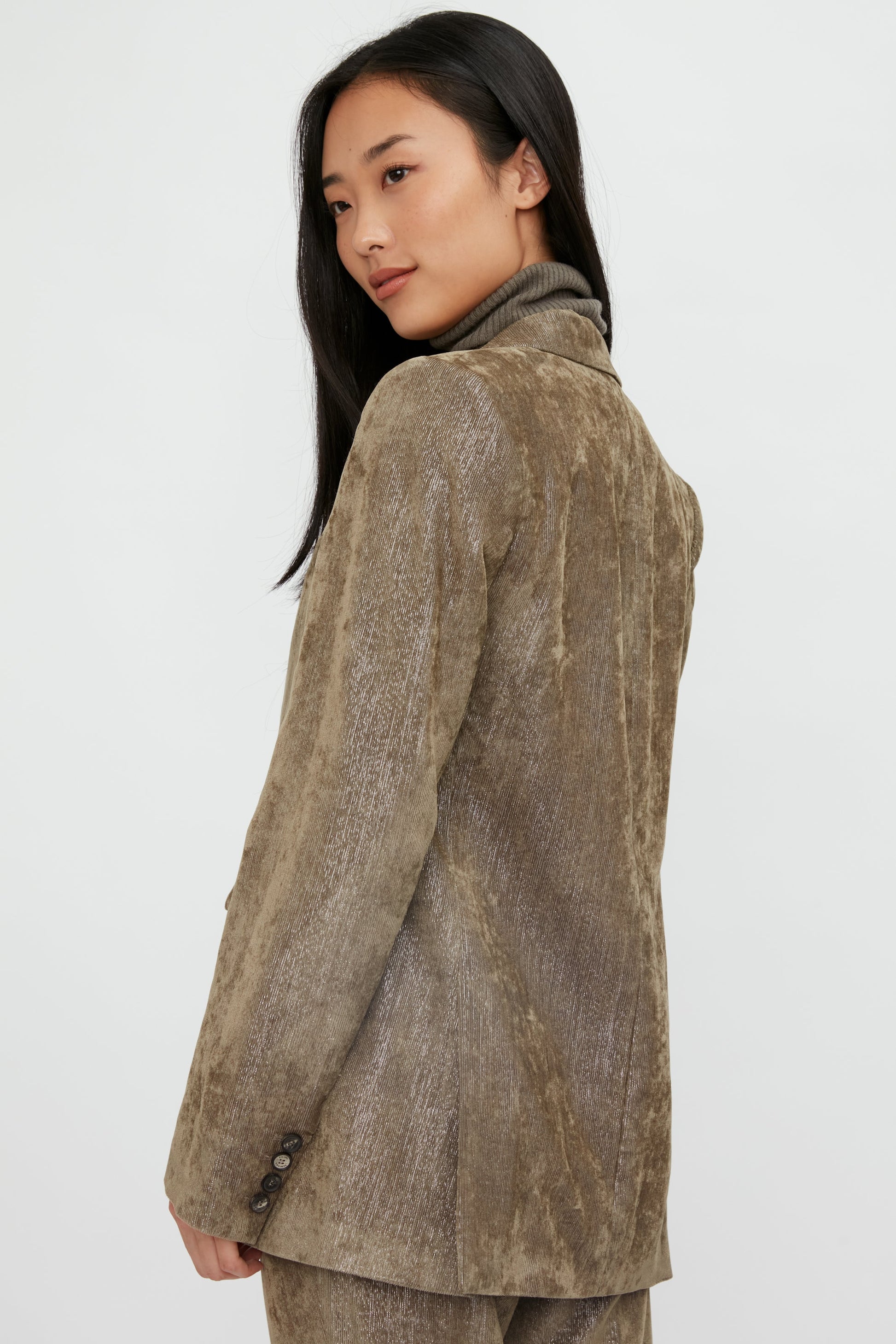 FABIANA FILIPPI Single Button Velvet and Lurex Blazer in Noce