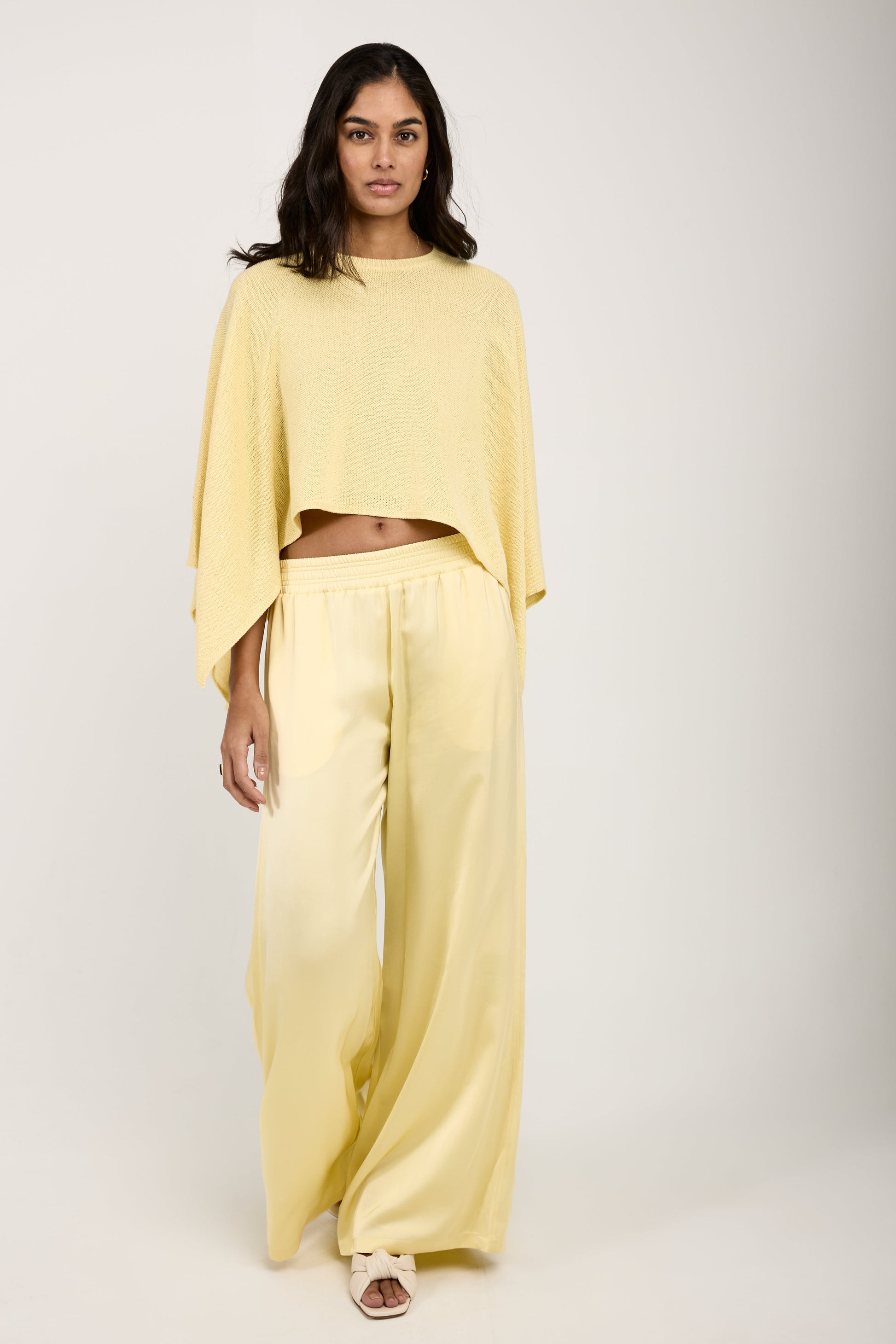 FABIANA FILIPPI Wide Leg Viscose Pant in Yellow