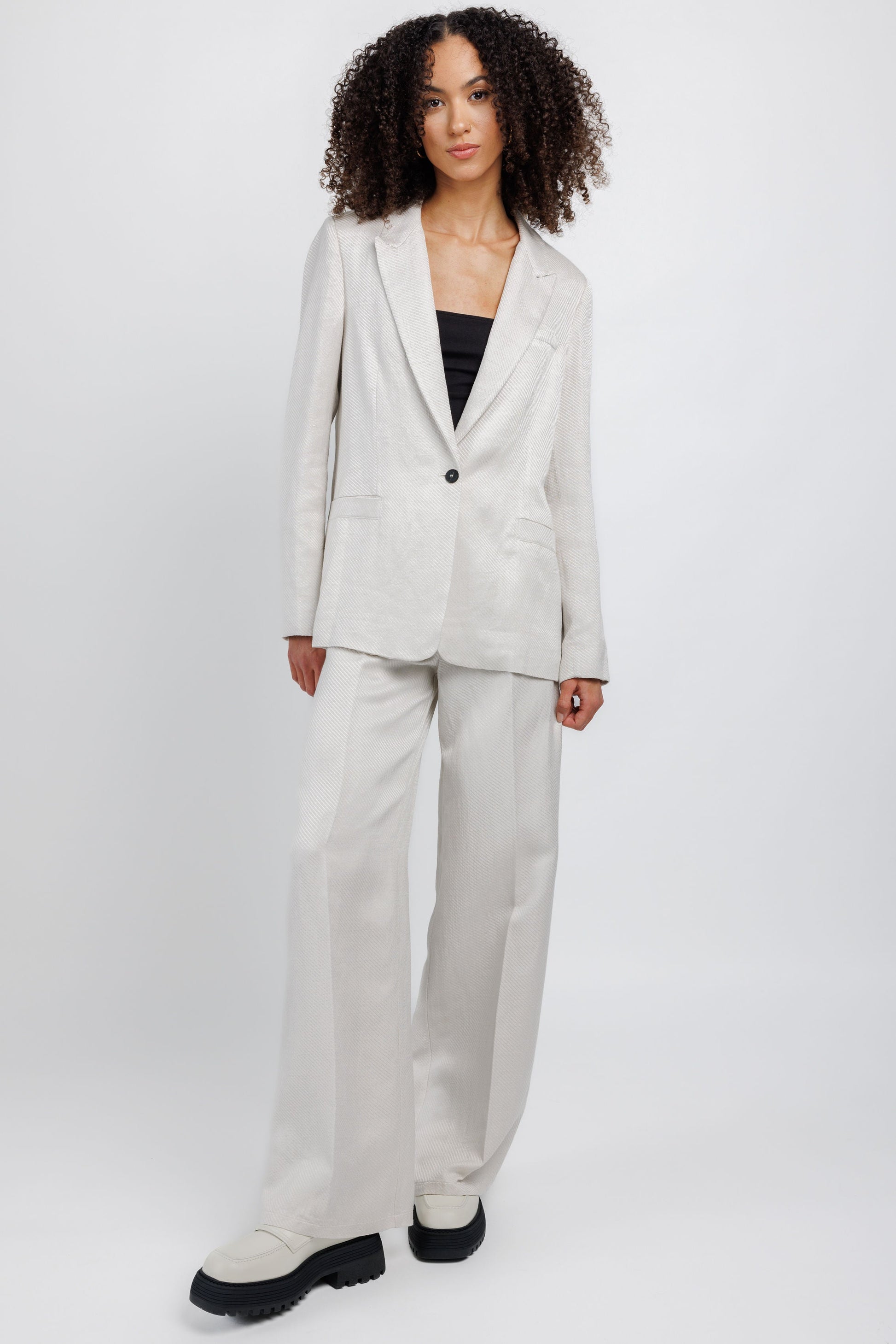 FORTE FORTE Diagonal Blazer in Perla