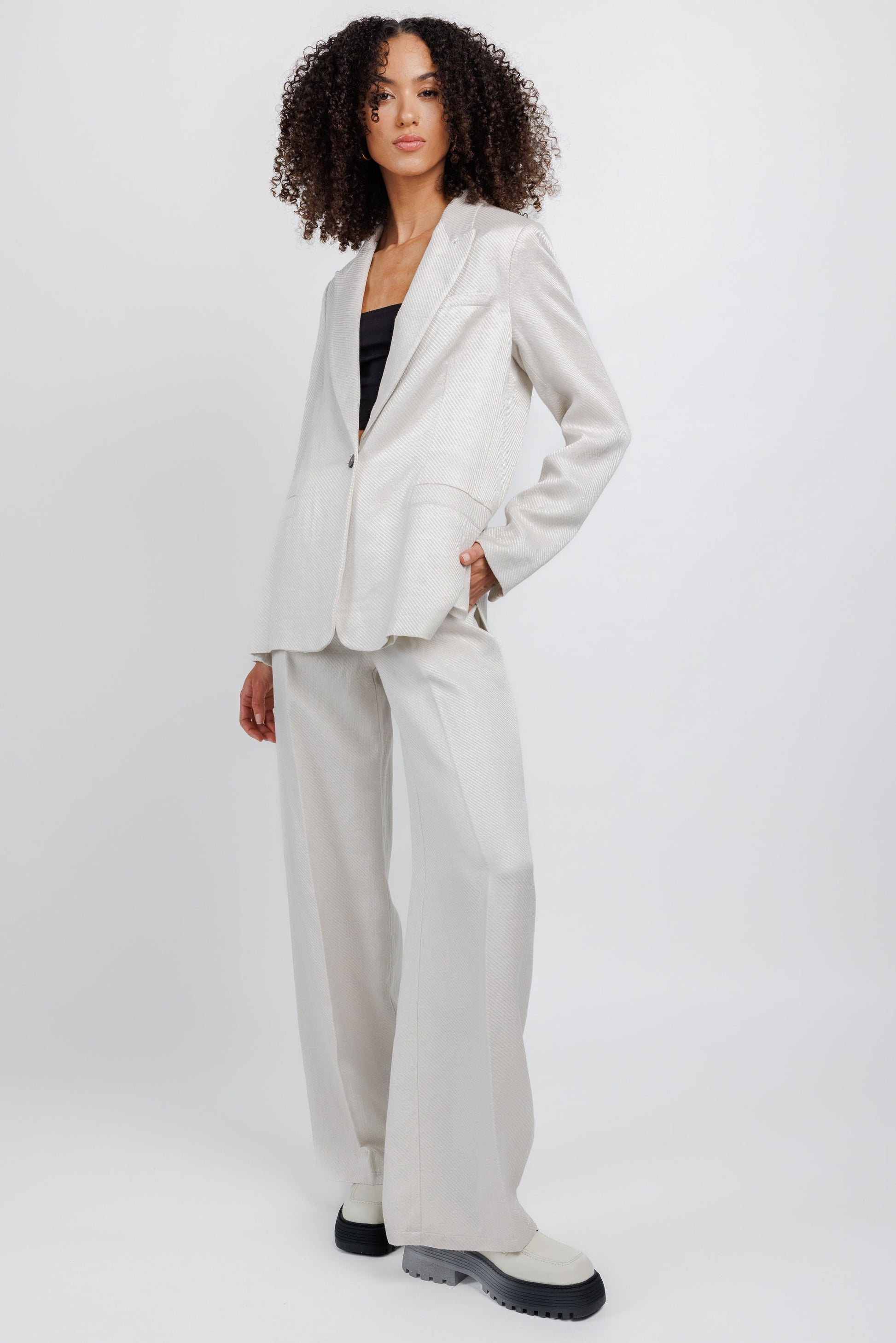 FORTE FORTE Diagonal Blazer in Perla