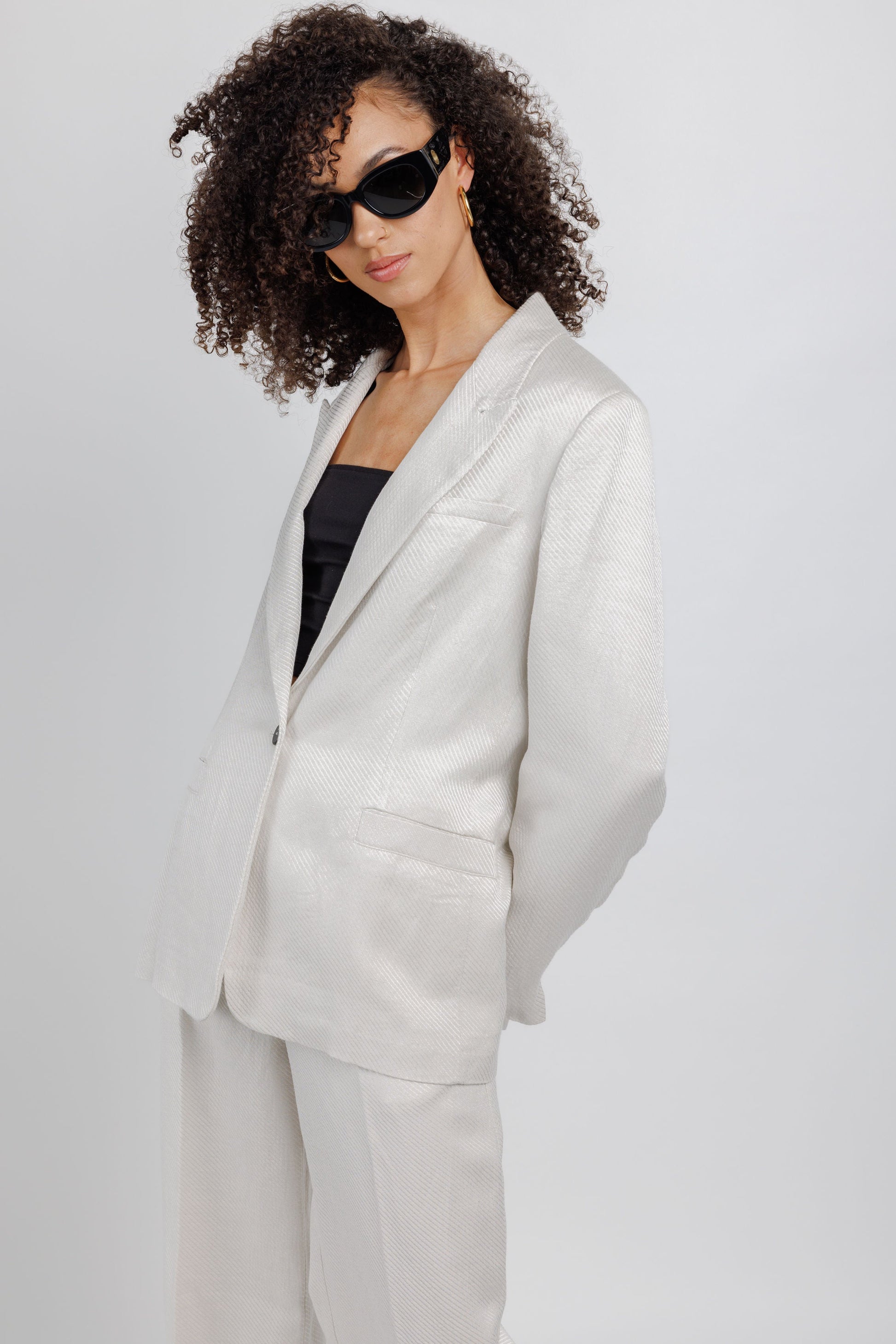 FORTE FORTE Diagonal Blazer in Perla