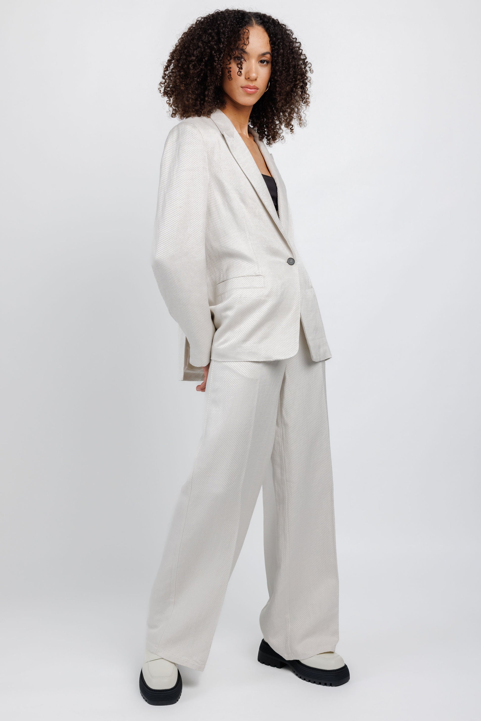 FORTE FORTE Diagonal Blazer in Perla