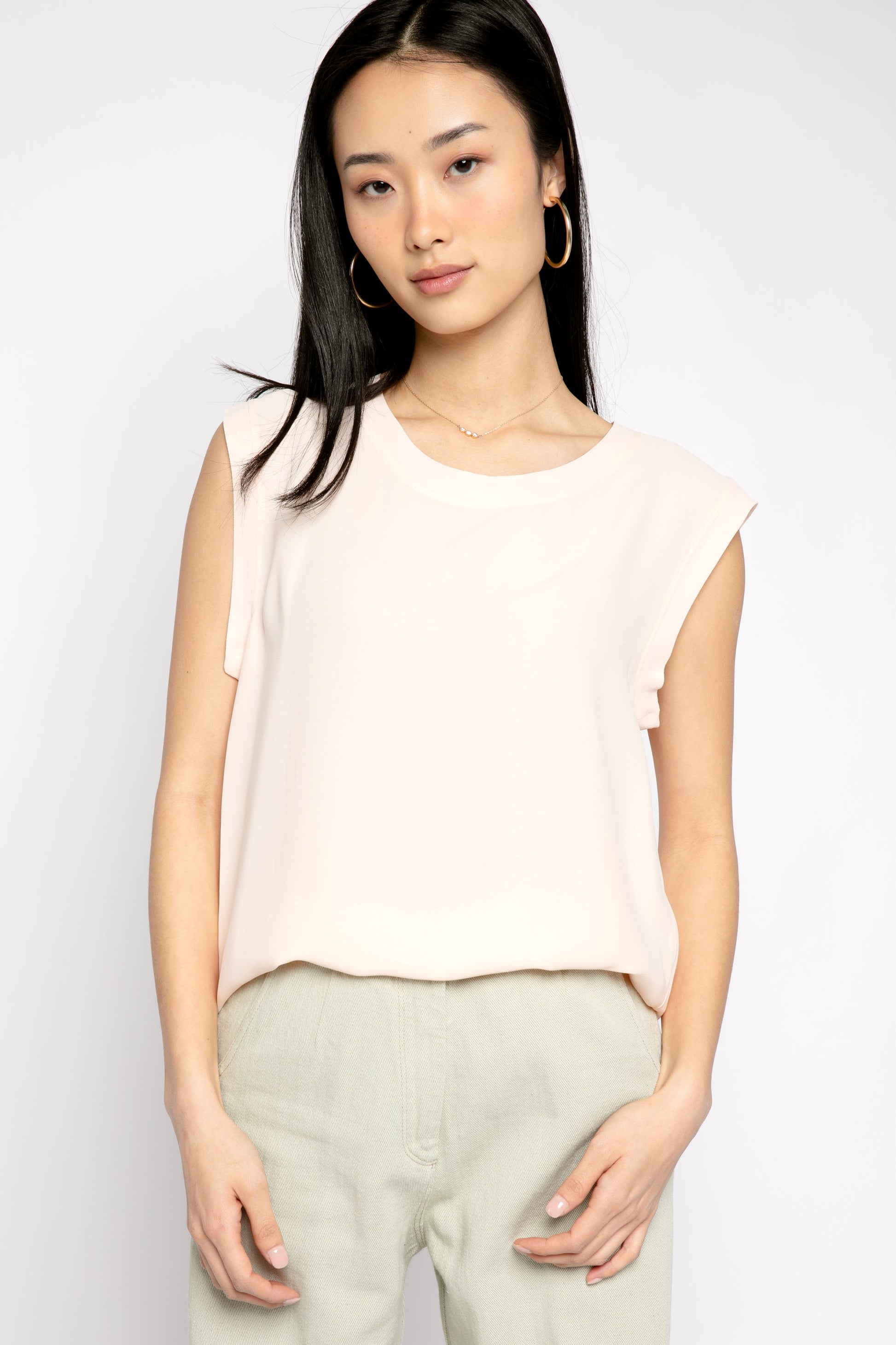 FORTE FORTE Georgette Viscose Tank Top in Cream