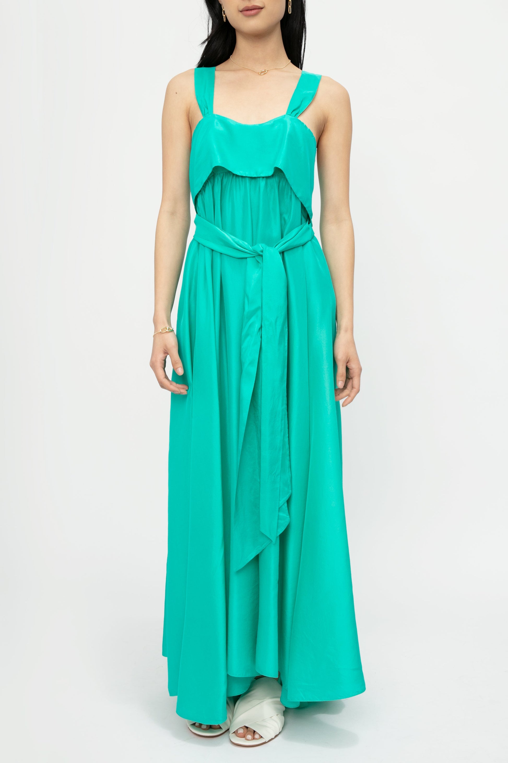 FORTE FORTE Habotai Silk Dress in Seafoam