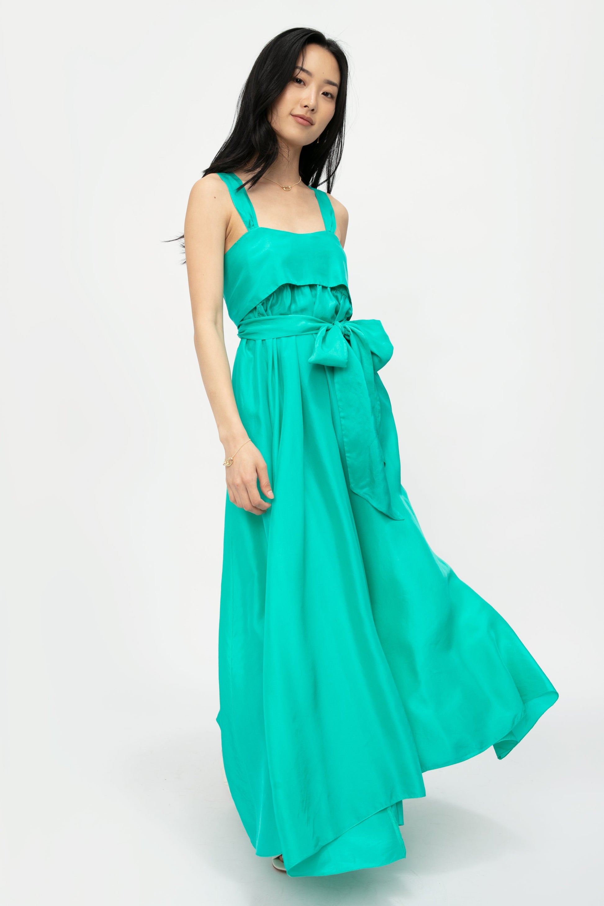 FORTE FORTE Habotai Silk Dress in Seafoam