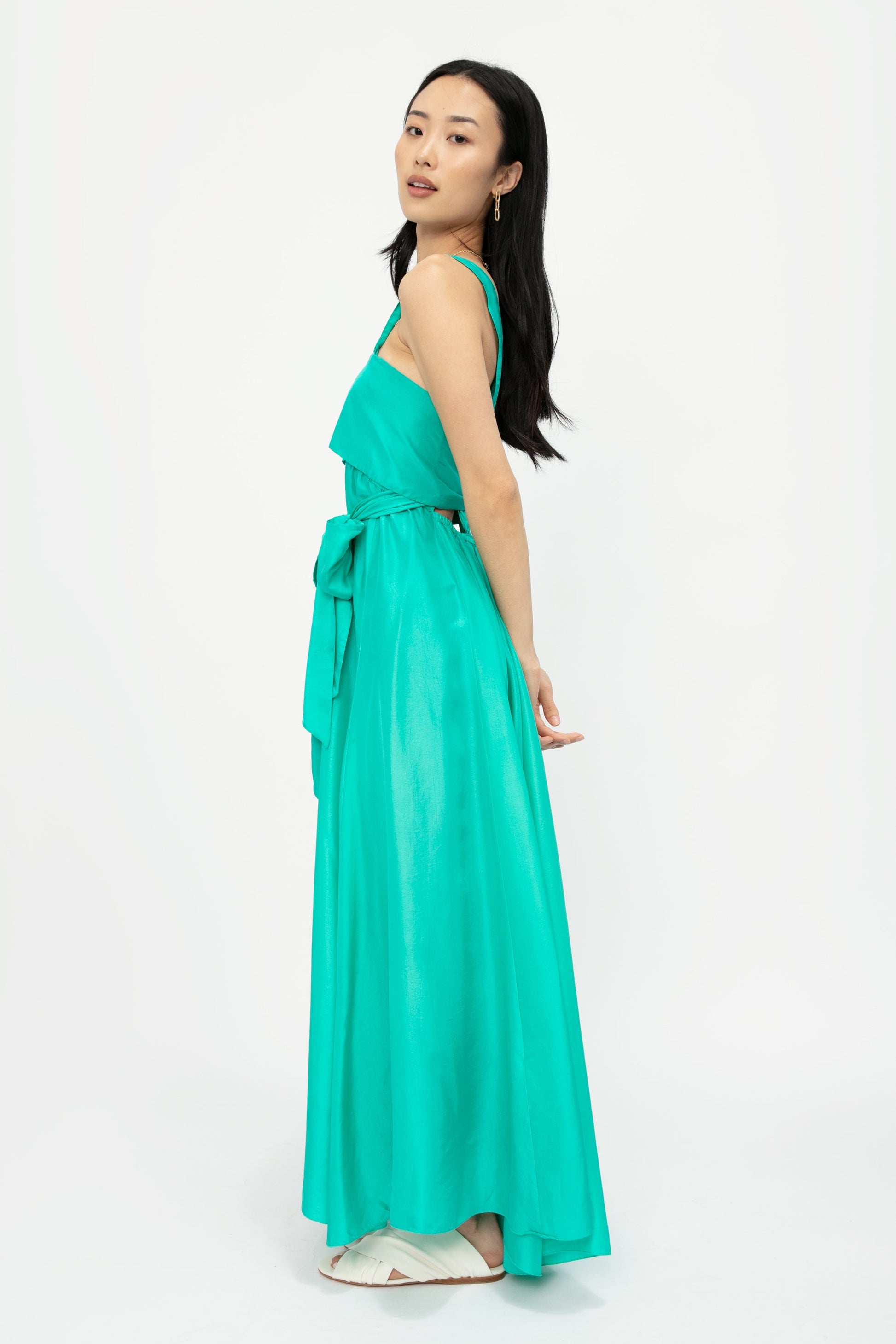 FORTE FORTE Habotai Silk Dress in Seafoam