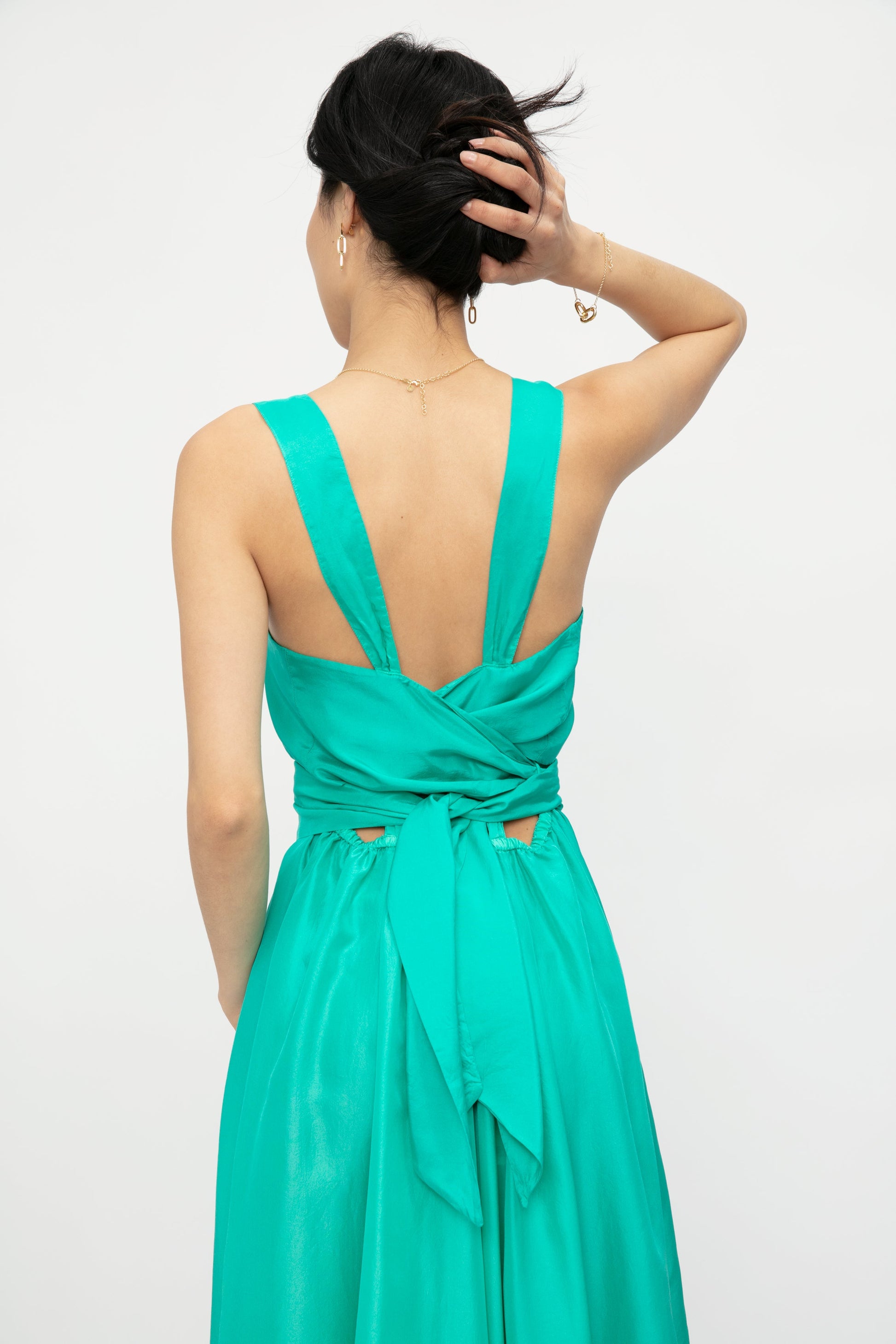 FORTE FORTE Habotai Silk Dress in Seafoam