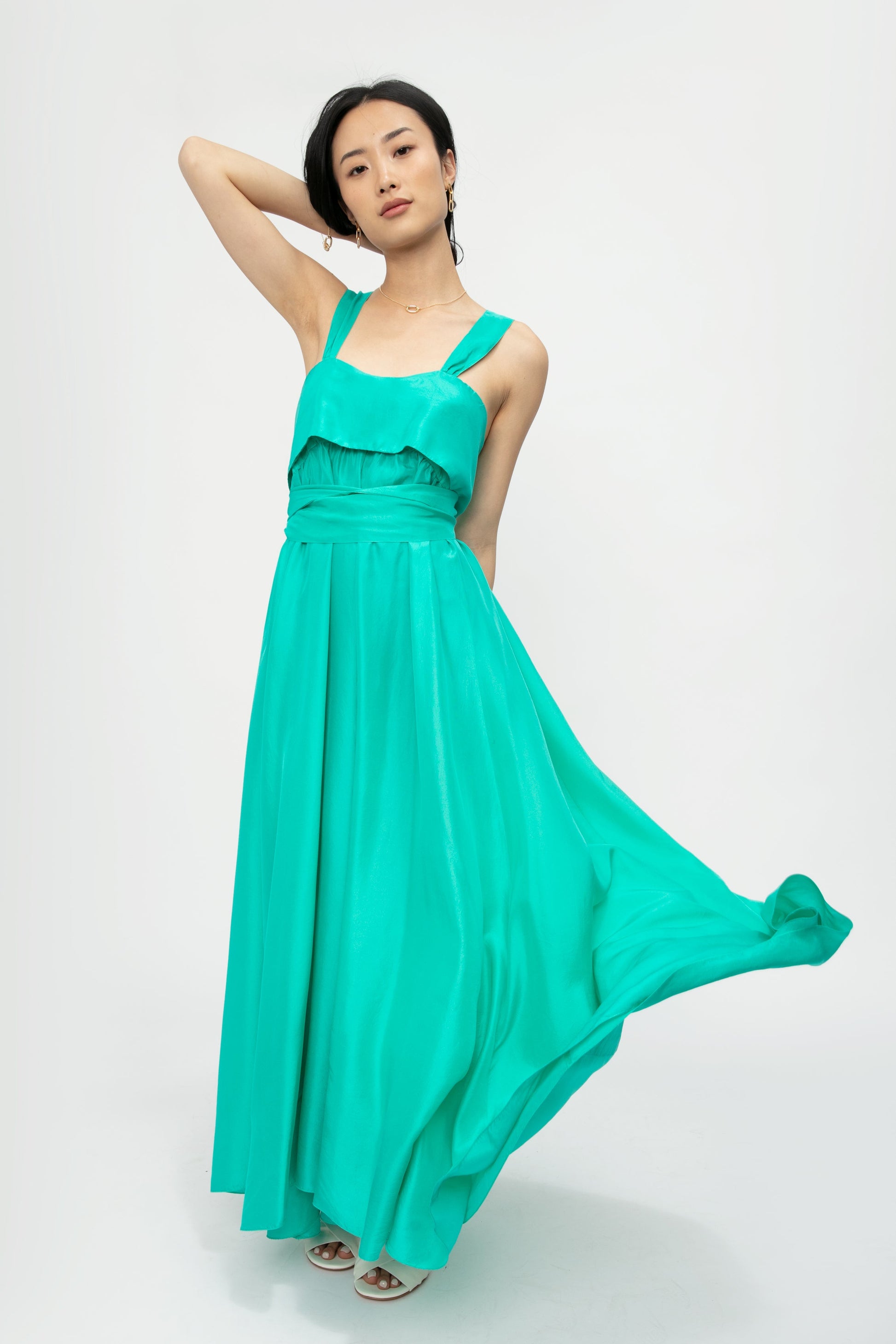 FORTE FORTE Habotai Silk Dress in Seafoam