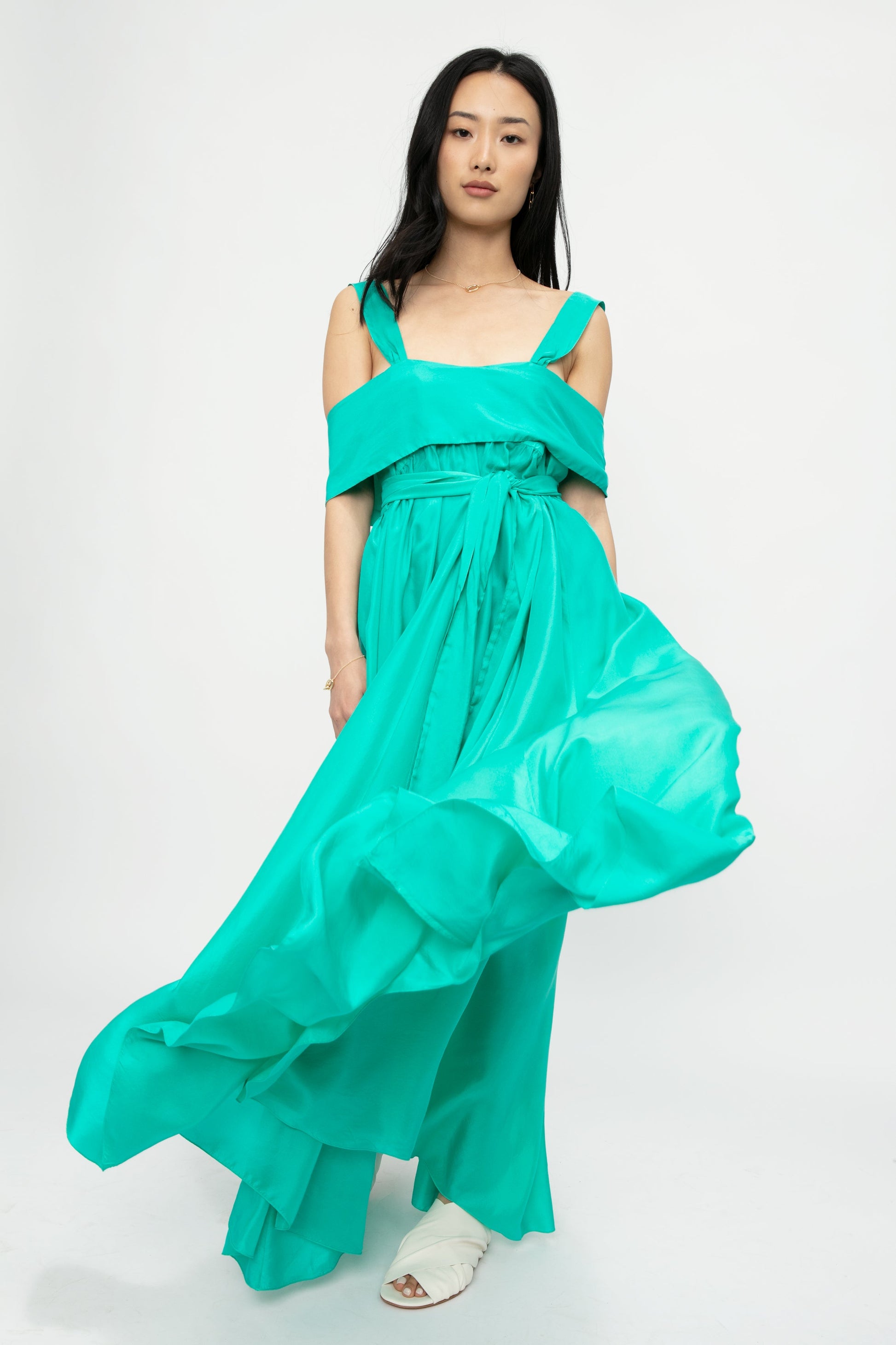 FORTE FORTE Habotai Silk Dress in Seafoam