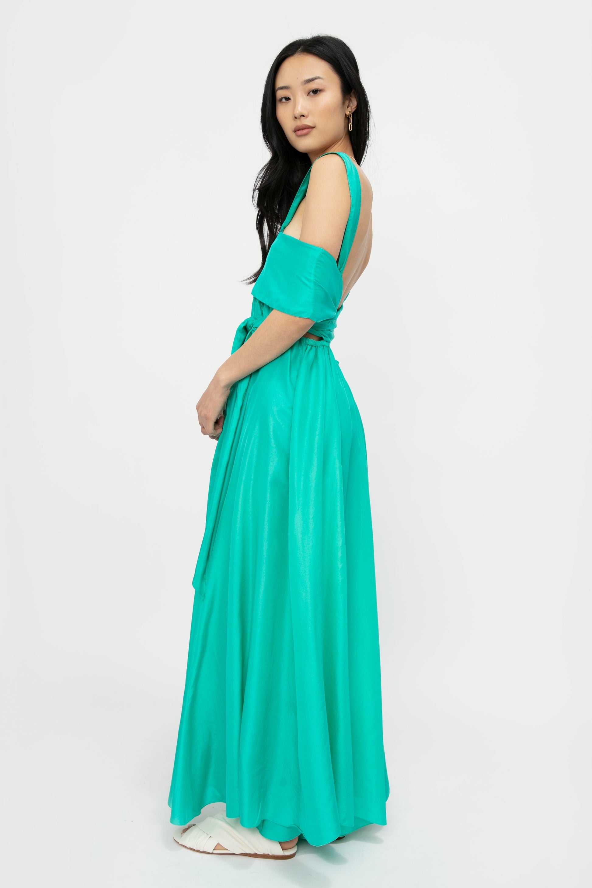 FORTE FORTE Habotai Silk Dress in Seafoam