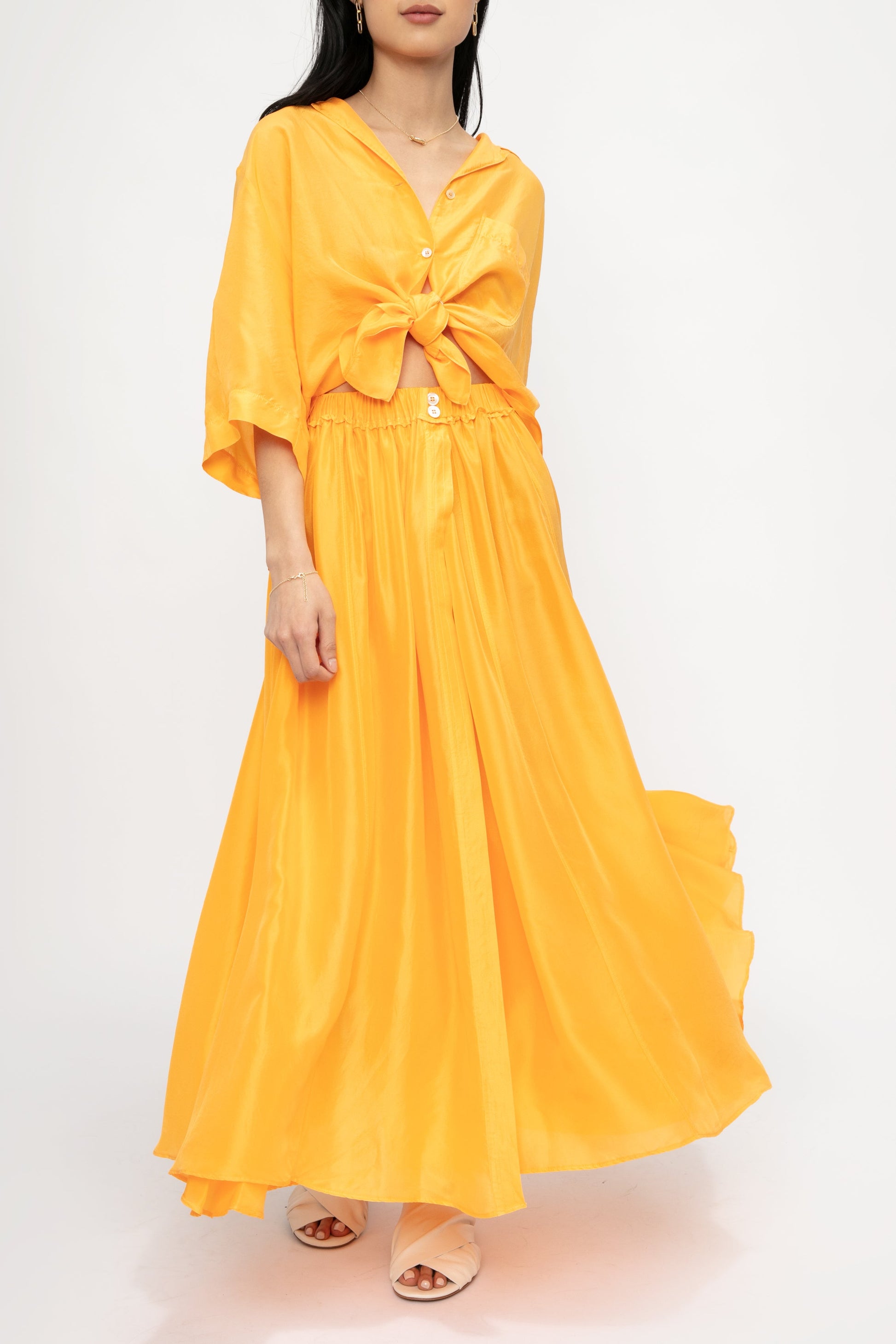 FORTE FORTE Habotai Silk Skirt in Sole