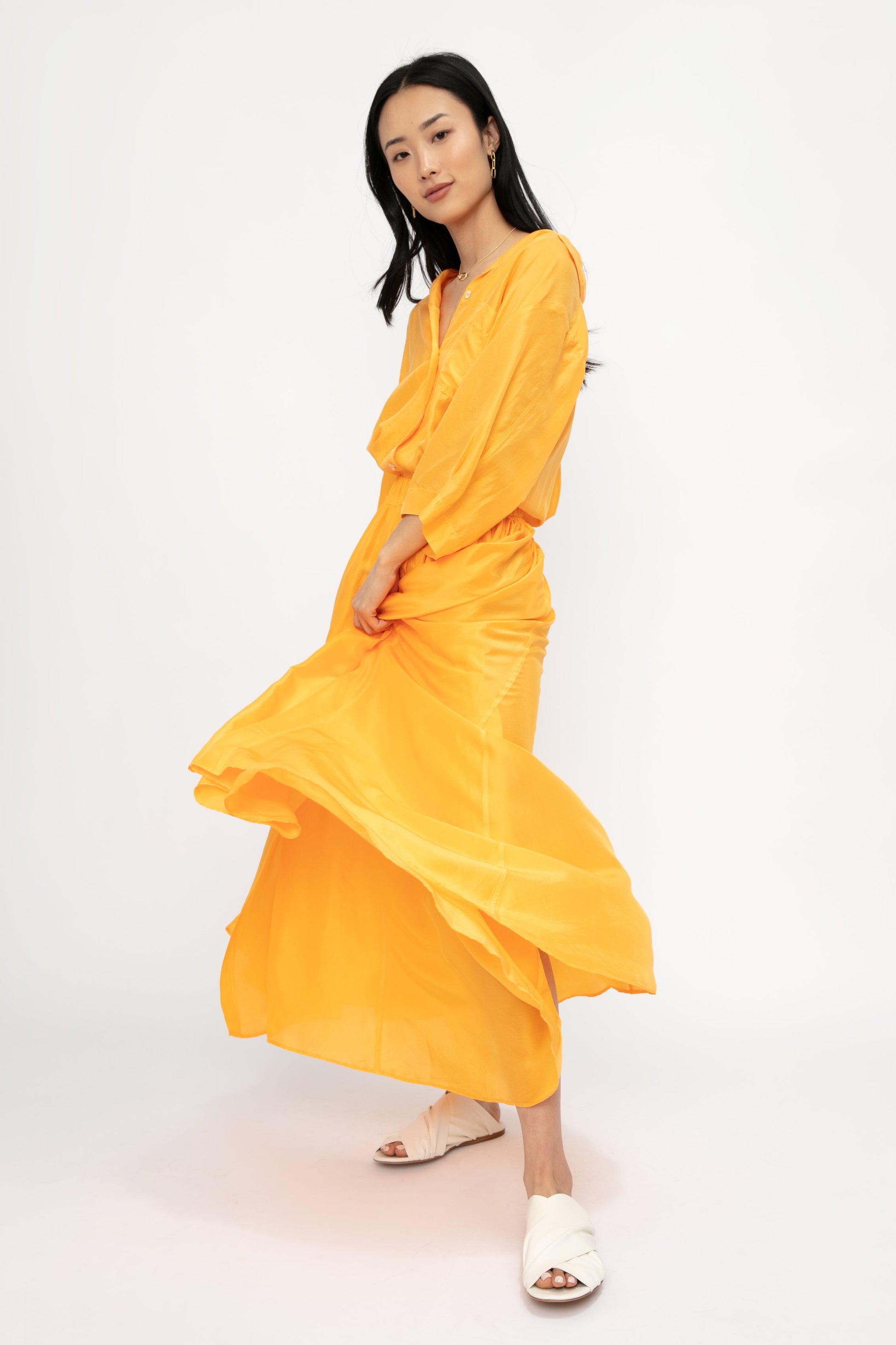 FORTE FORTE Habotai Silk Skirt in Sole