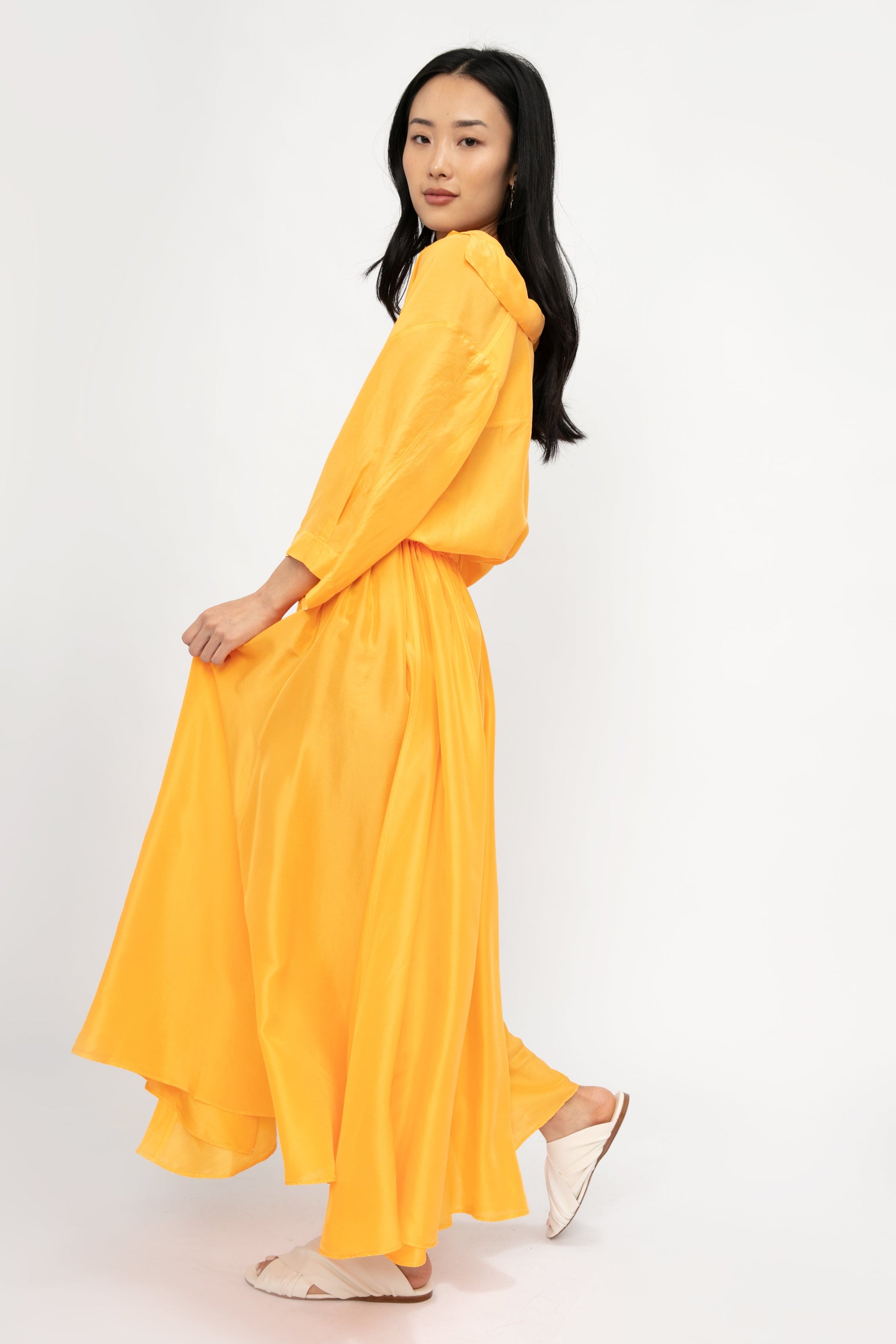 FORTE FORTE Habotai Silk Skirt in Sole