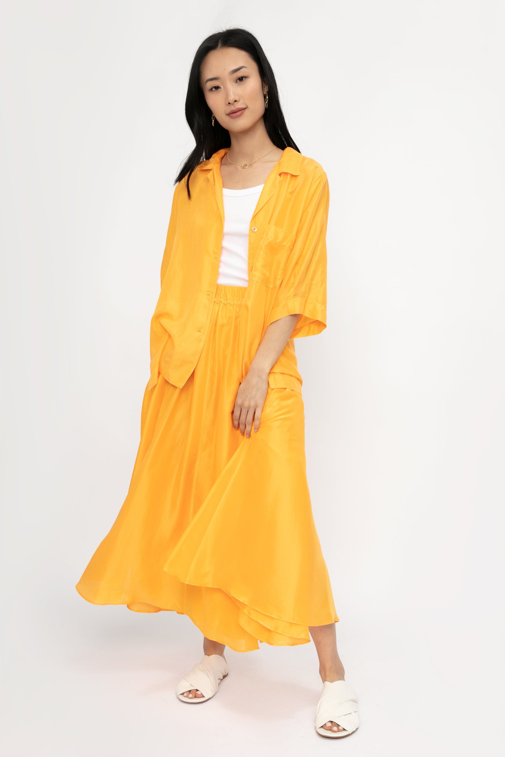 FORTE FORTE Habotai Silk Skirt in Sole