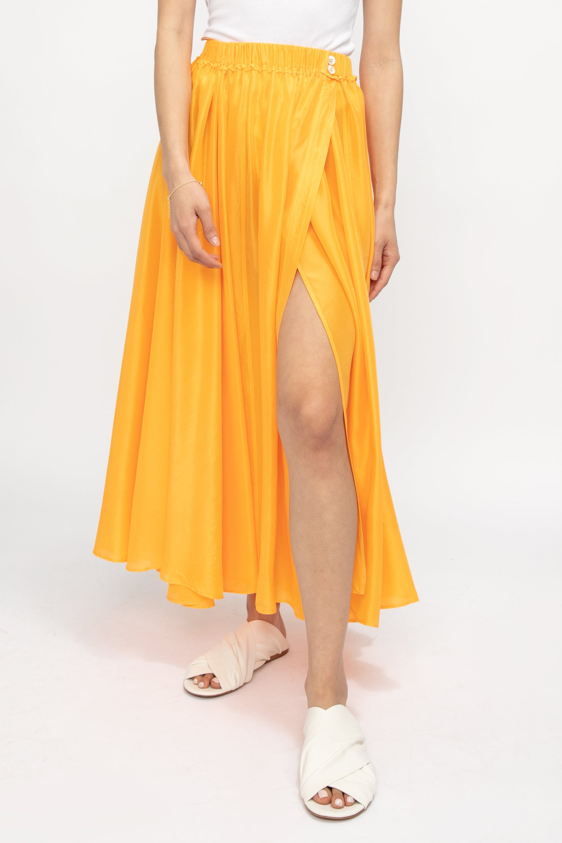 FORTE FORTE Habotai Silk Skirt in Sole