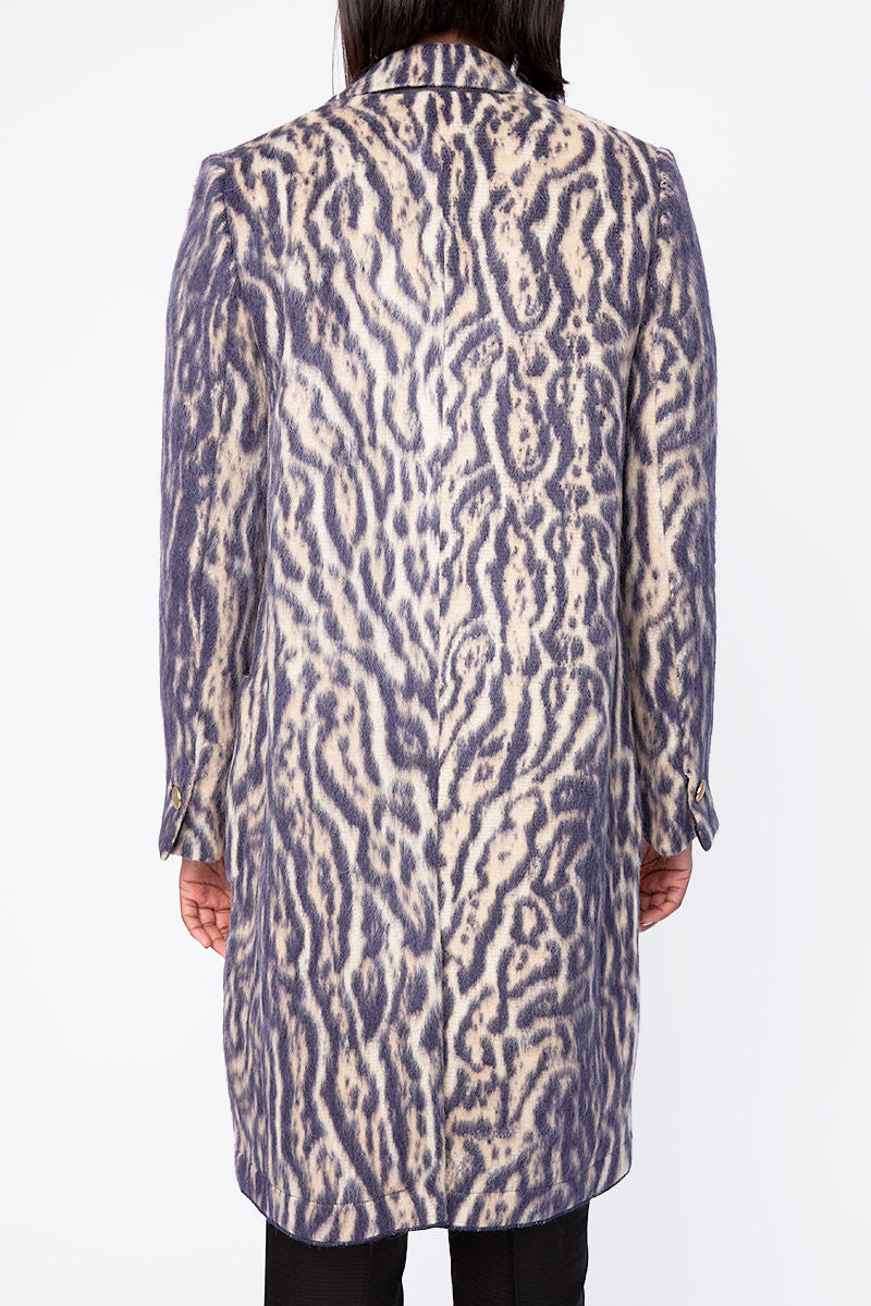 FORTE FORTE Jacquard Coat in Violet Animal Print