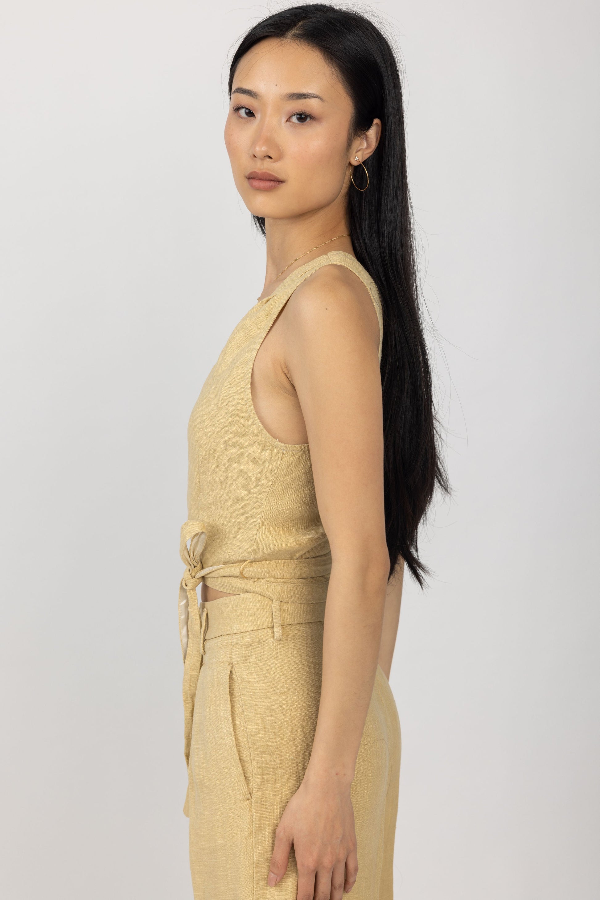 FORTE FORTE Linen Canvas Crossed Top in Gold