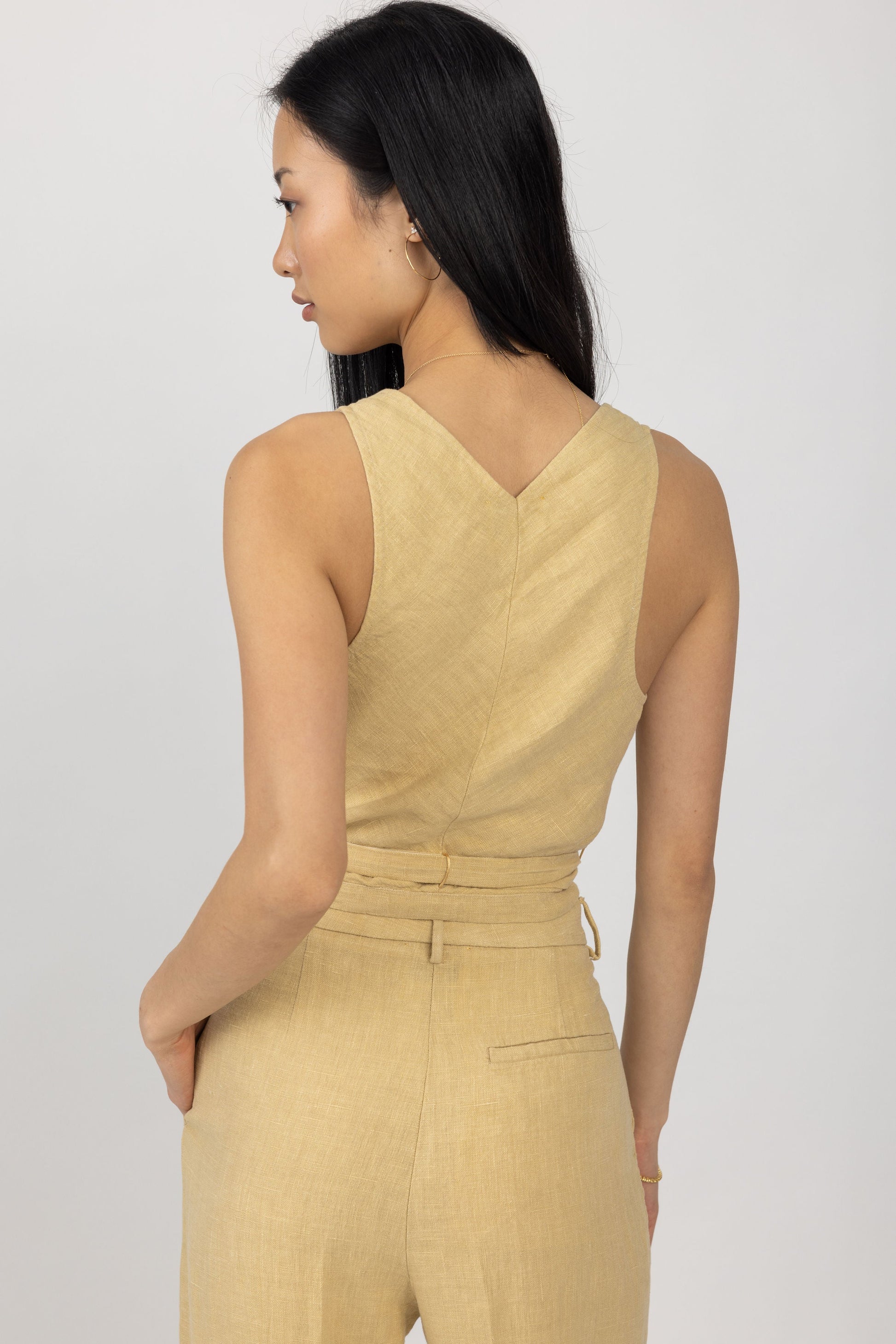 FORTE FORTE Linen Canvas Crossed Top in Gold