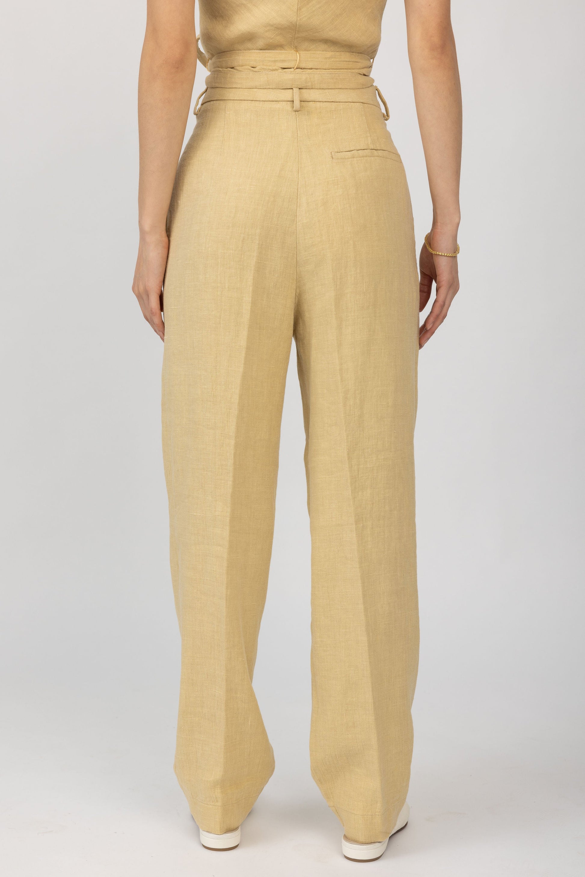 FORTE FORTE Linen Canvas High Waist Pant in Gold