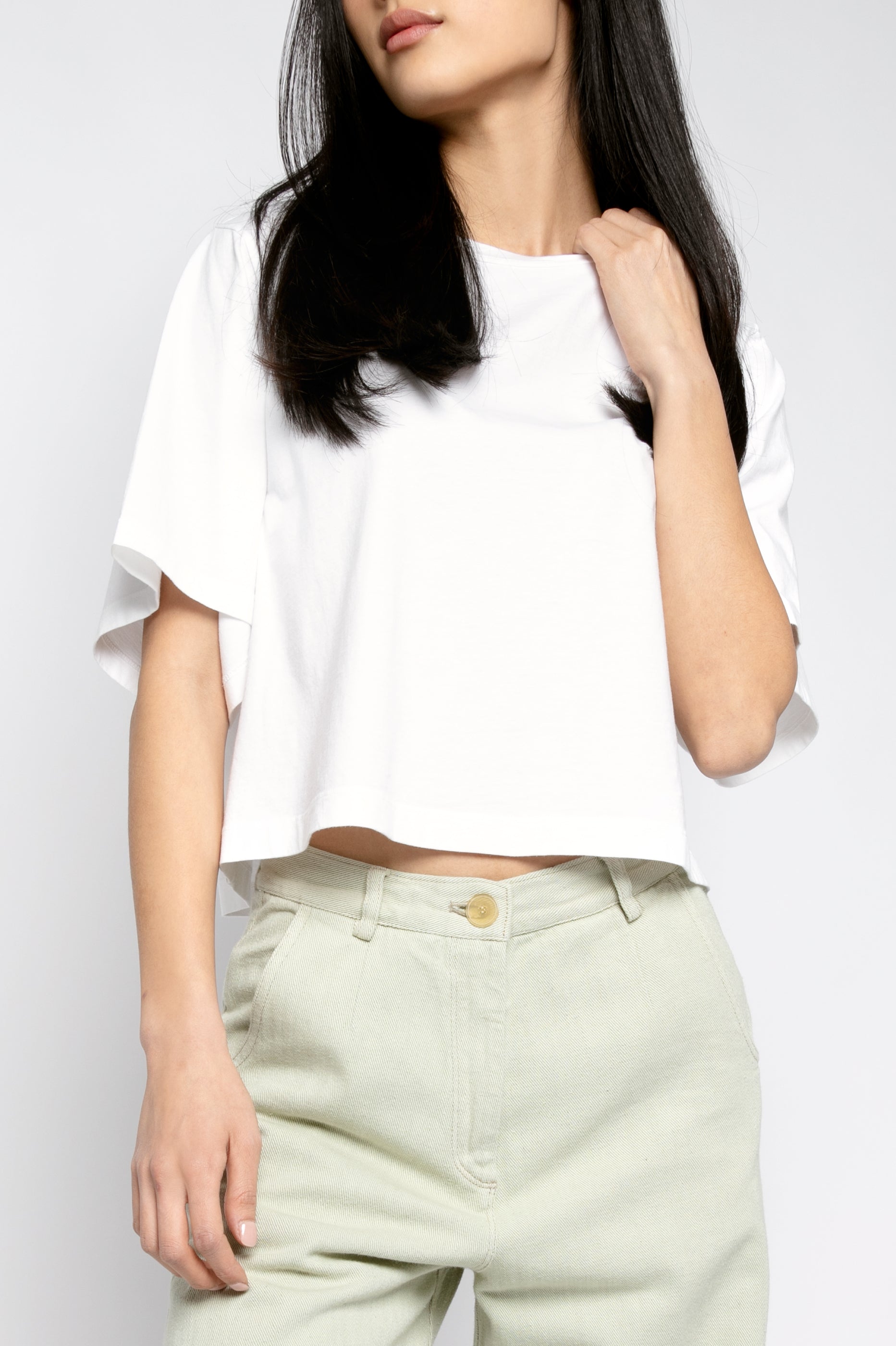FORTE FORTE Oversized Cropped T-Shirt in Bianco