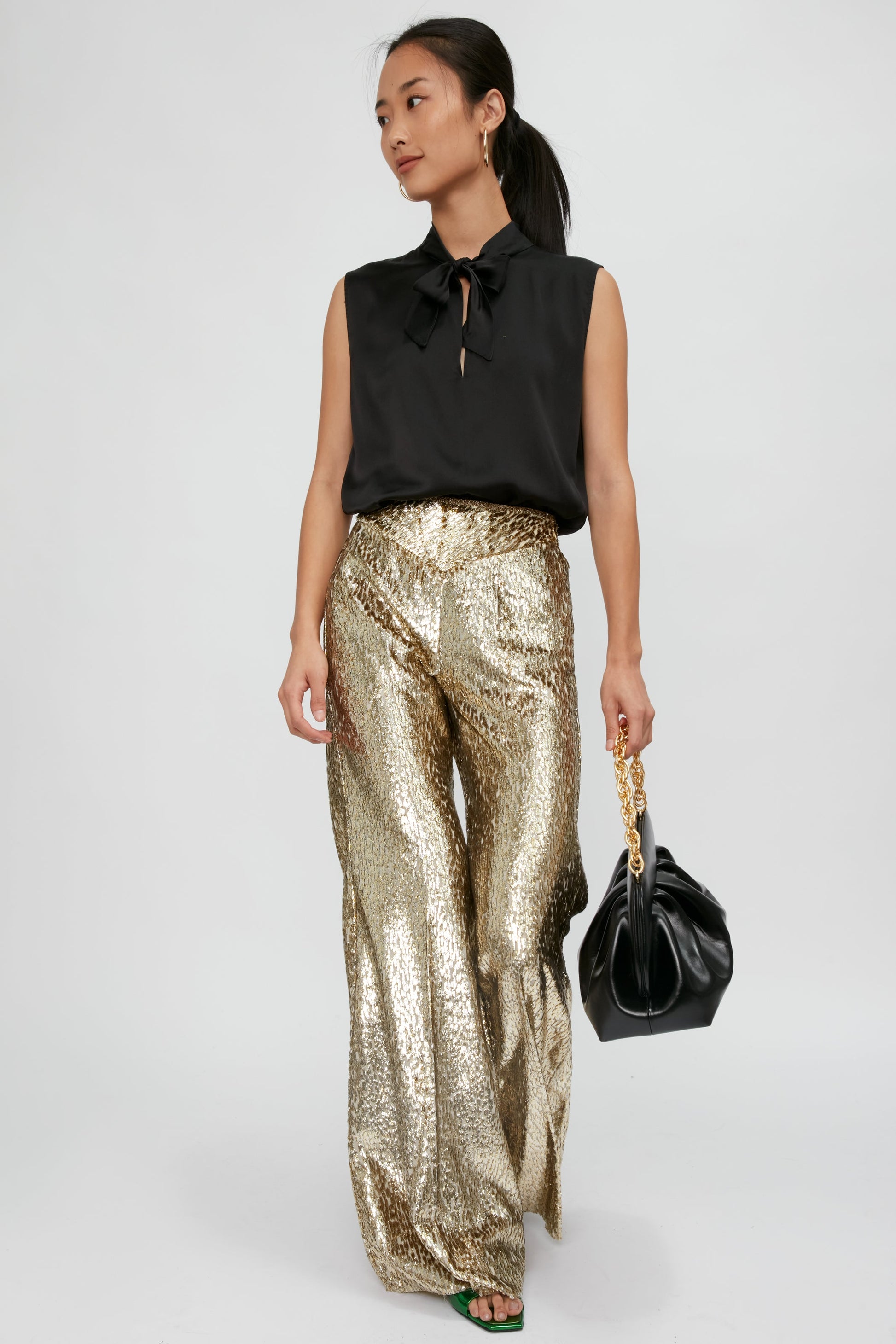 FORTE FORTE Encanto Lurex Velvet Flare Pant in Sol