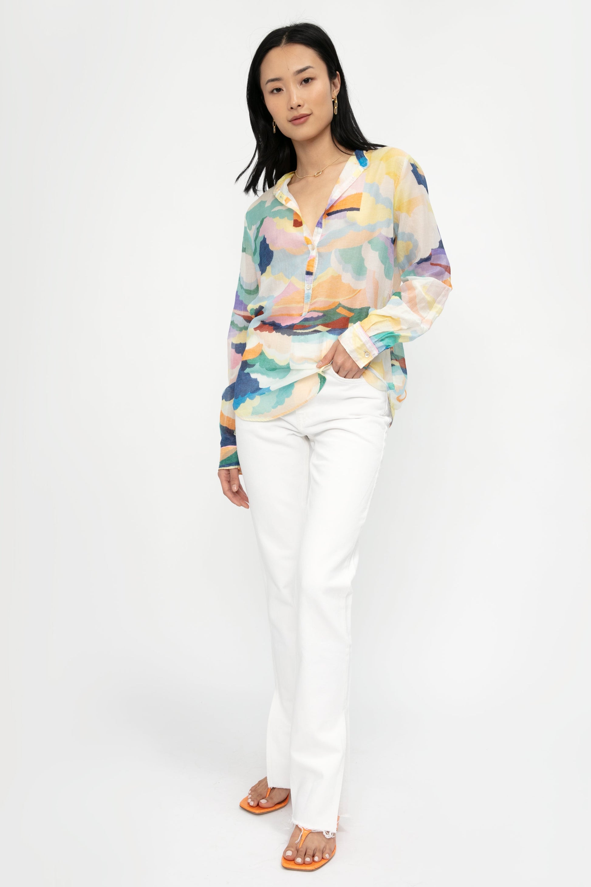 FORTE FORTE Serafino Shirt in Above in the Sky