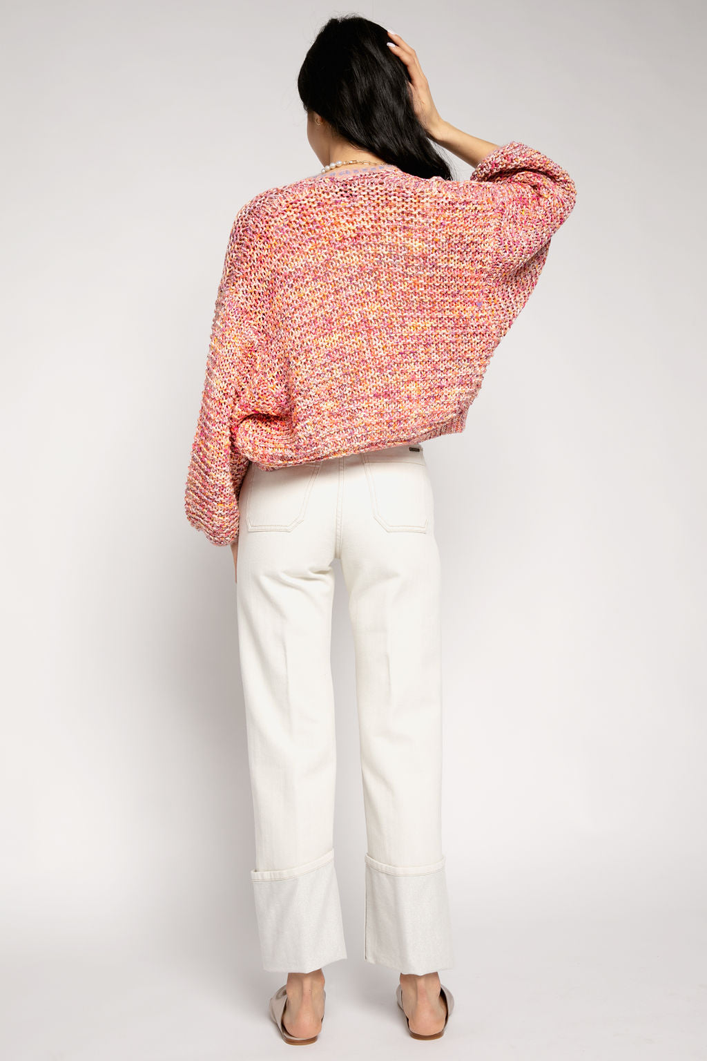 FORTE FORTE Short Crochet Cardigan in Orange Multi