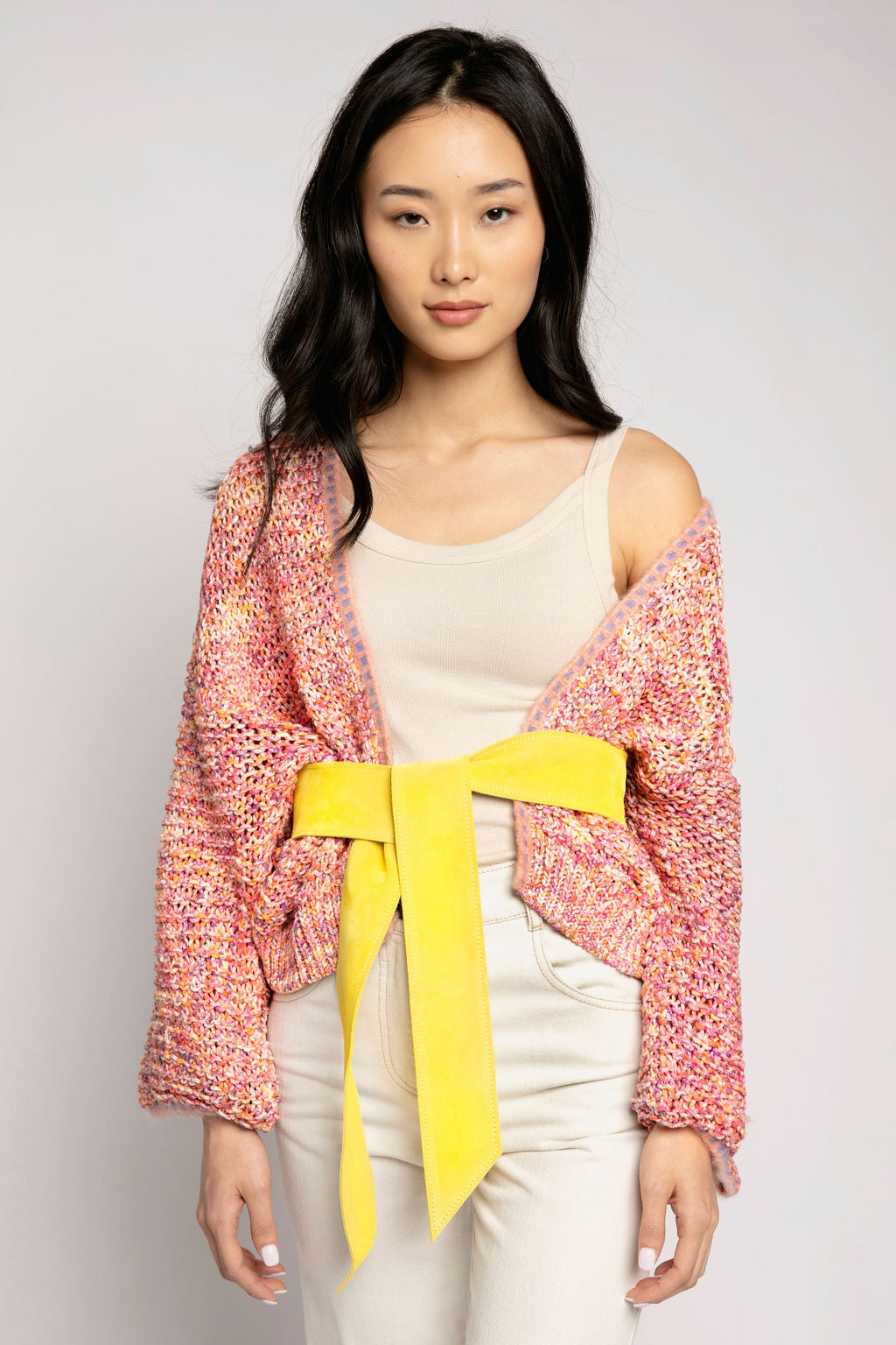 FORTE FORTE Short Crochet Cardigan in Orange Multi