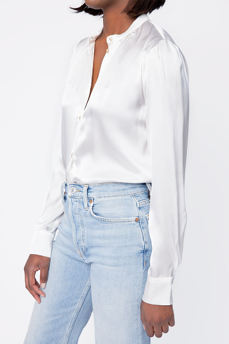 FORTE FORTE Silk Satin Shirt in White