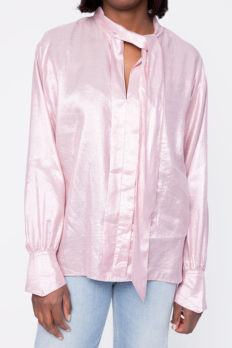 FORTE FORTE Silk Shirt in Metallic Rose