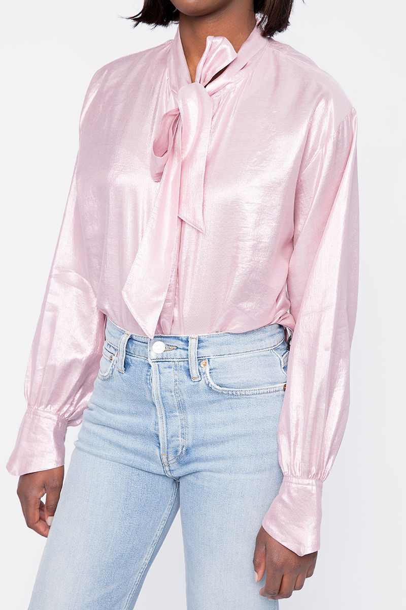 FORTE FORTE Silk Shirt in Metallic Rose