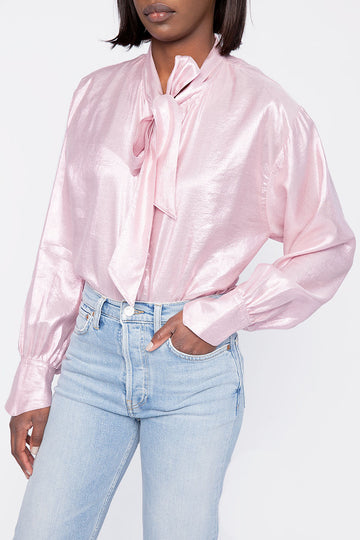 FORTE FORTE Silk Shirt in Metallic Rose