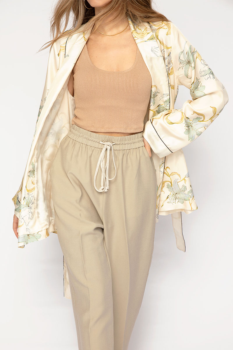 FORTE FORTE Twill Belted Jacket in Ivory Gelsomina Print