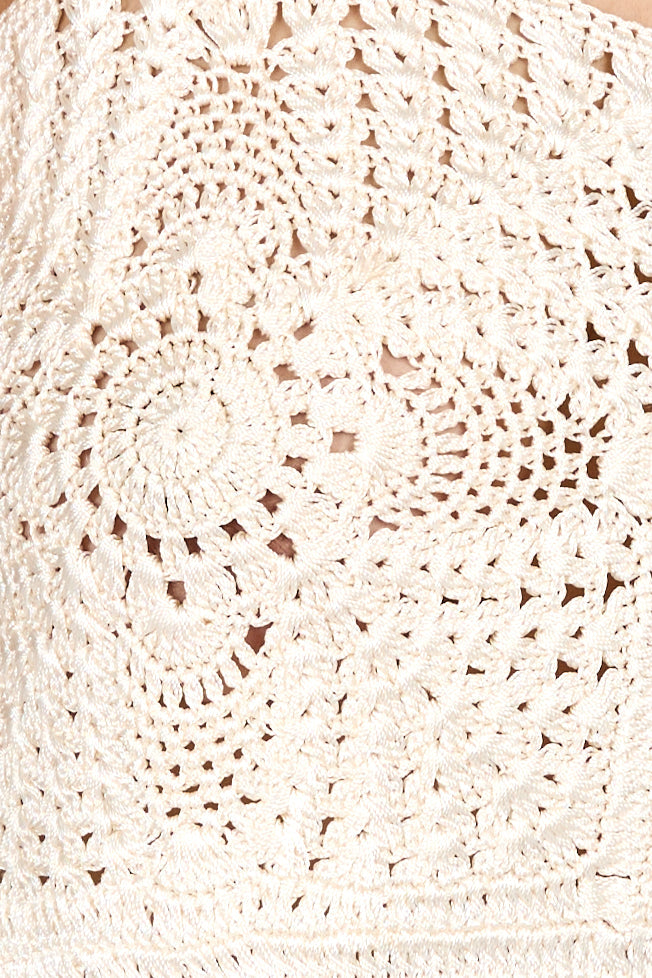 FORTE FORTE Viscose Crochet Tank Top in Avorio