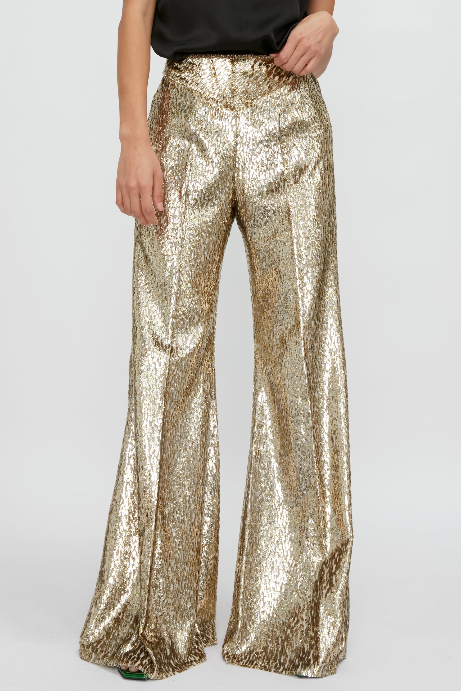 FORTE FORTE Encanto Lurex Velvet Flare Pant in Sol