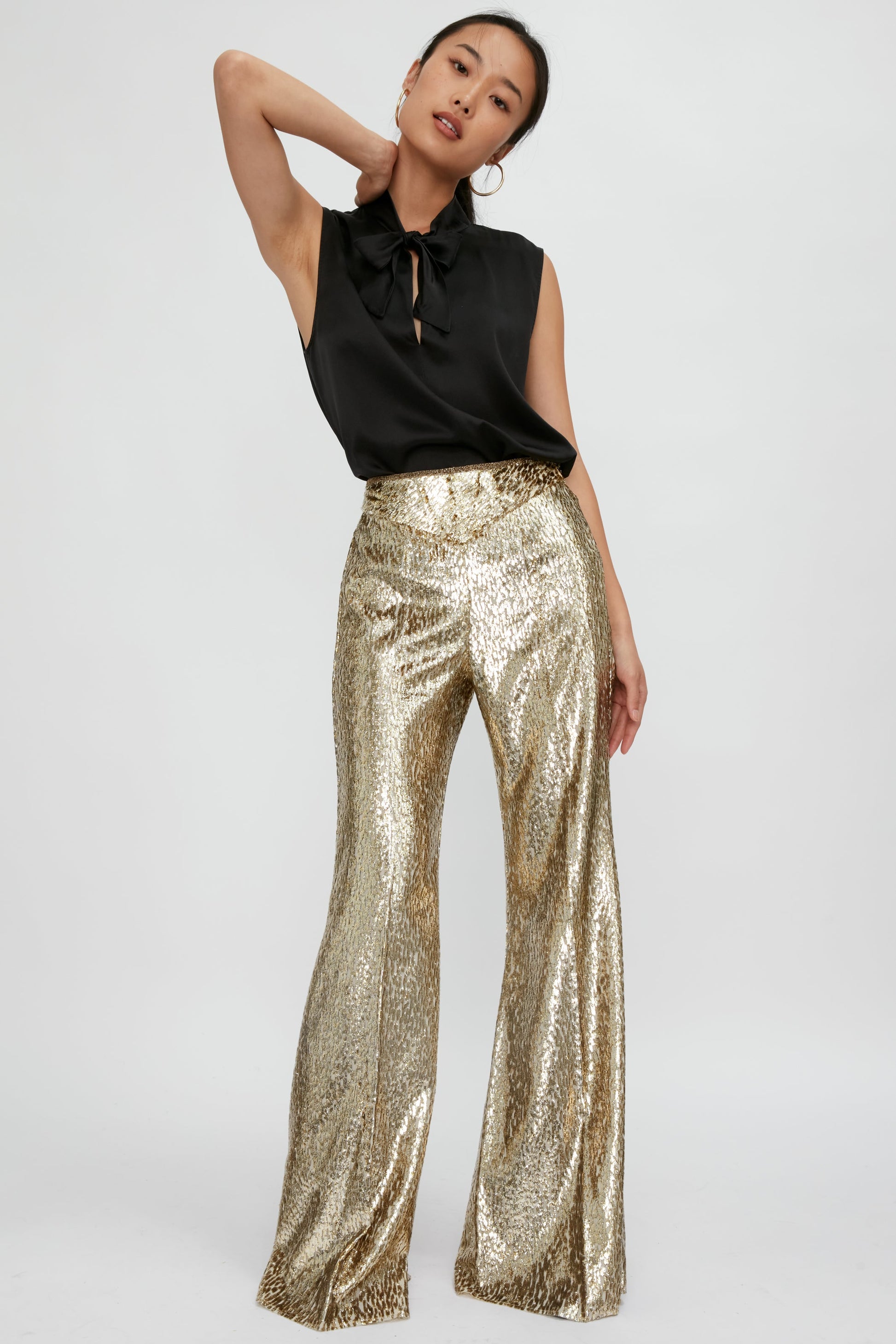 FORTE FORTE Encanto Lurex Velvet Flare Pant in Sol