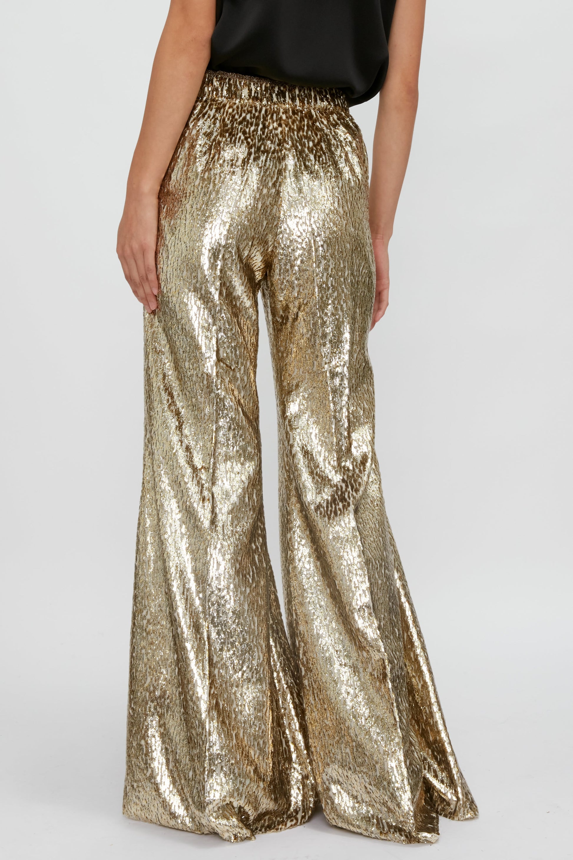 FORTE FORTE Encanto Lurex Velvet Flare Pant in Sol