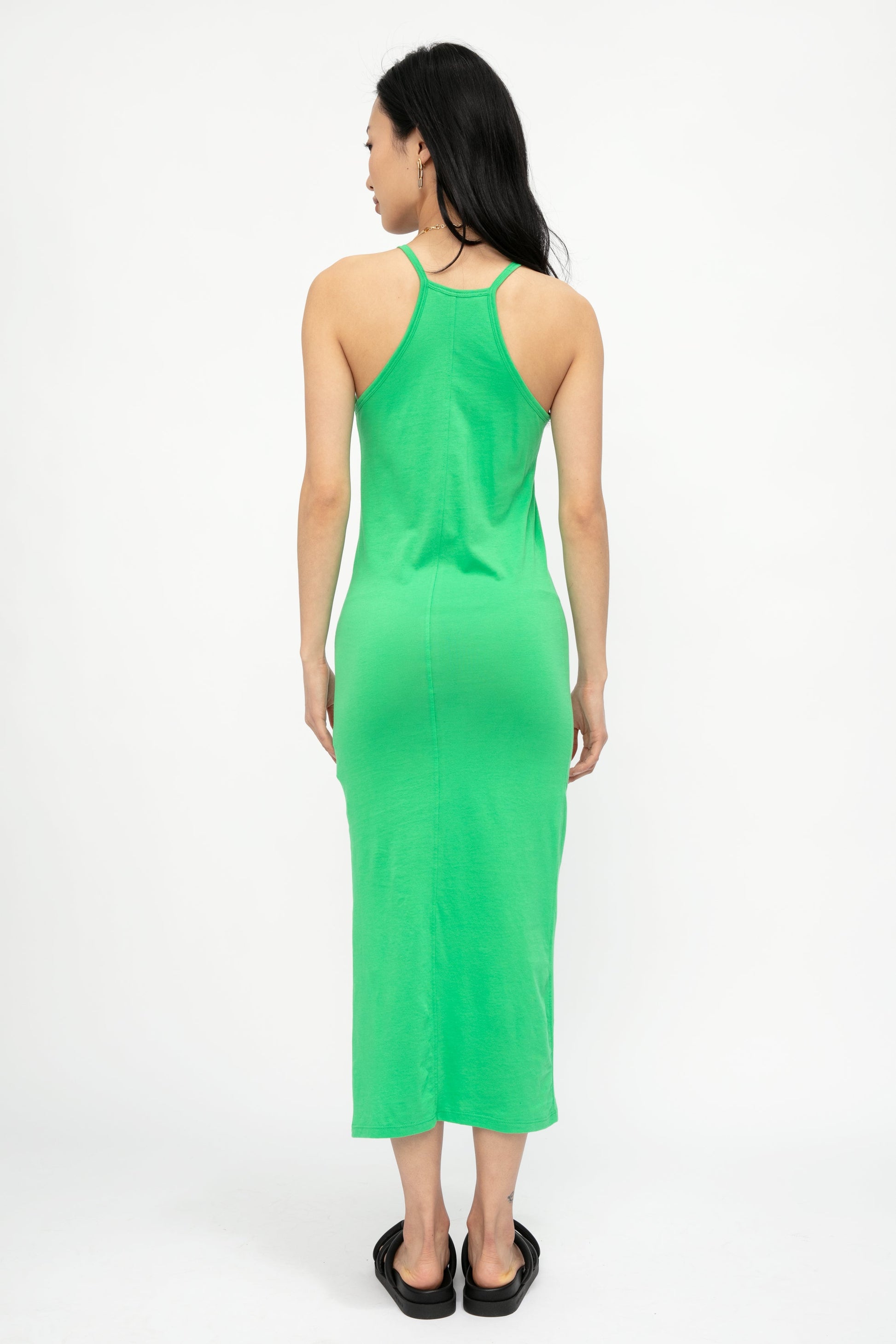 FRAME Cami Tank Dress in Grass Green