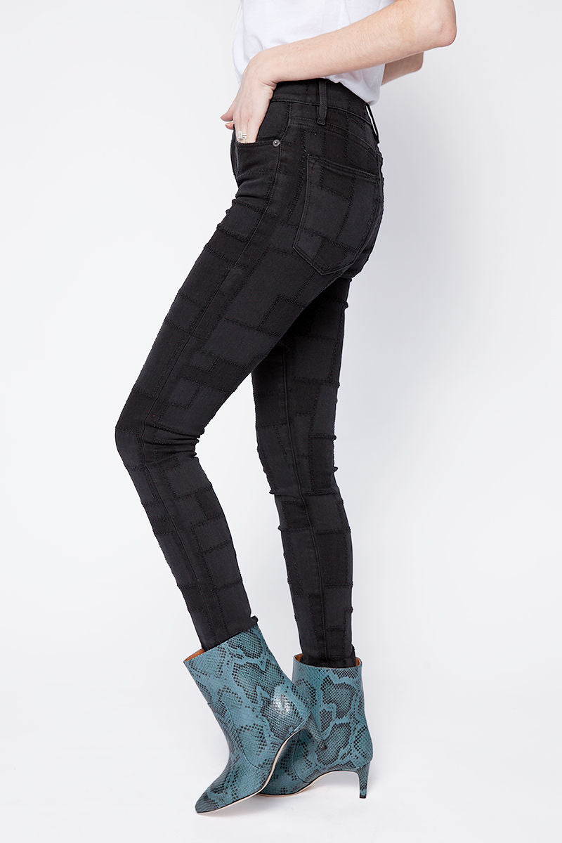 FRAME Le High Skinny Laser Patchwork in Noir Multi