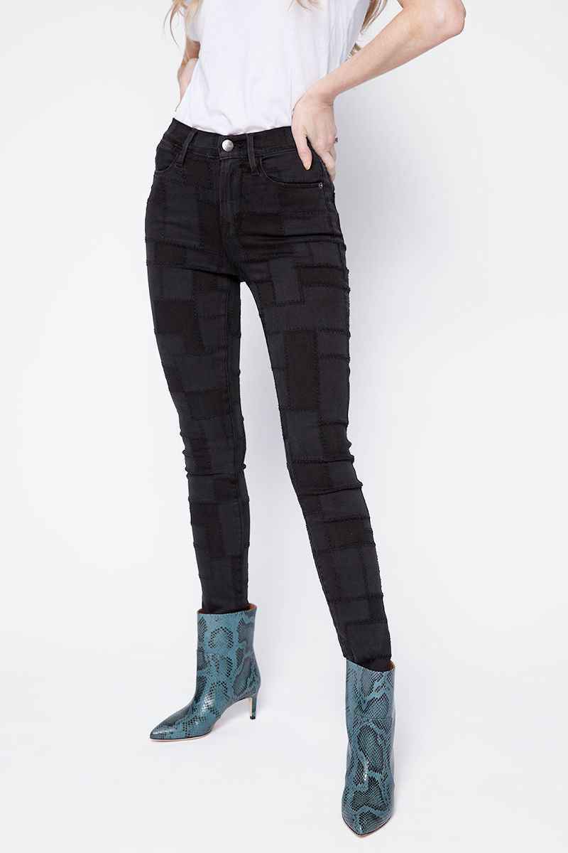 FRAME Le High Skinny Laser Patchwork in Noir Multi