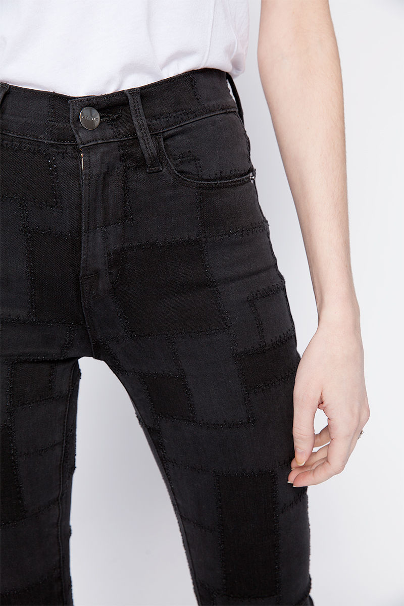 FRAME Le High Skinny Laser Patchwork in Noir Multi