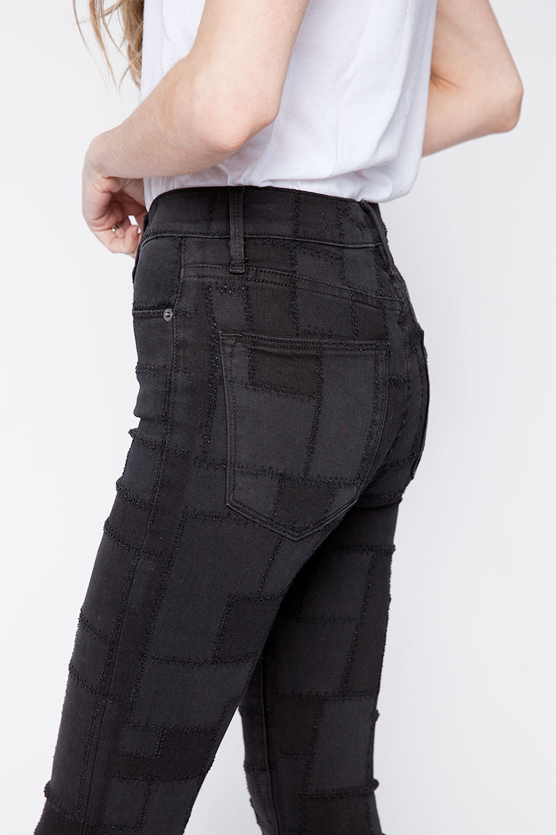 FRAME Le High Skinny Laser Patchwork in Noir Multi